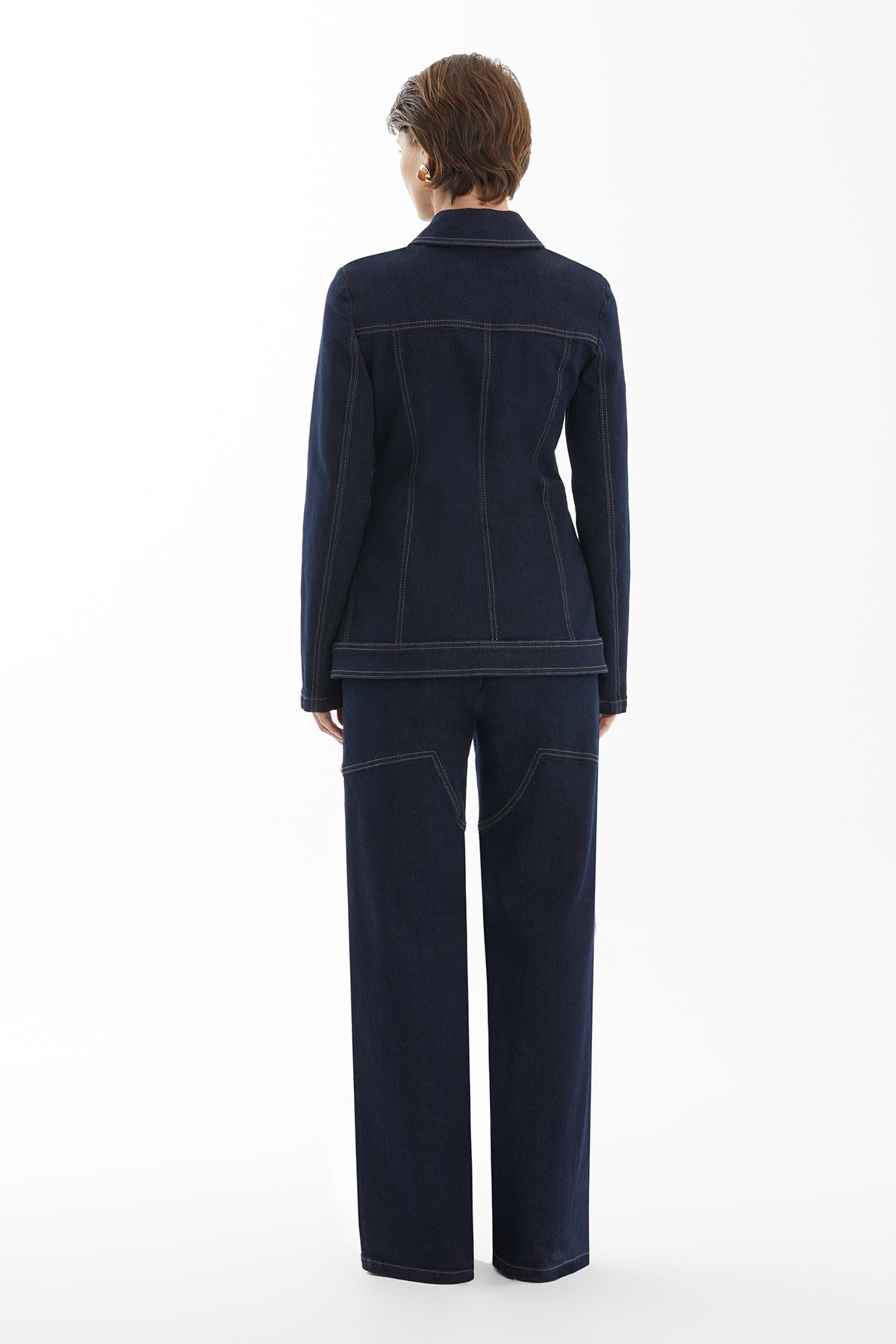 Dark Navy Zip-Front Denim Jacket