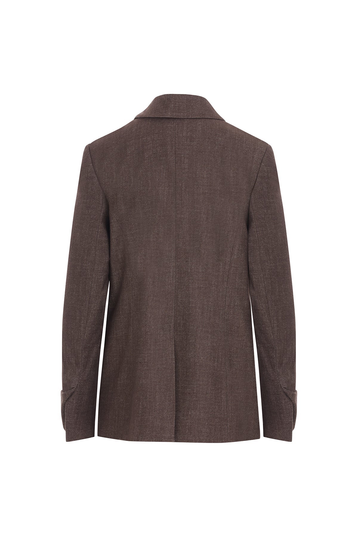 Brown Embroidered-Sleeve Double-Breasted Jacket