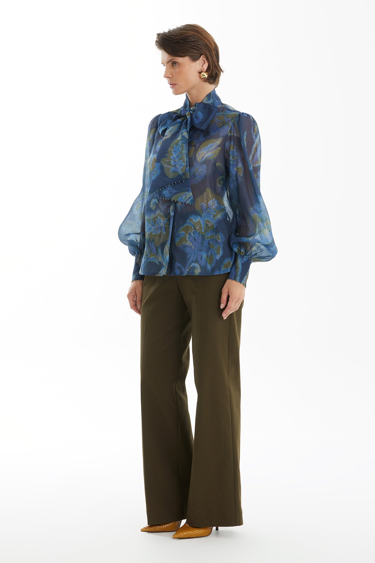 Bow Blouse with Crystal Detail