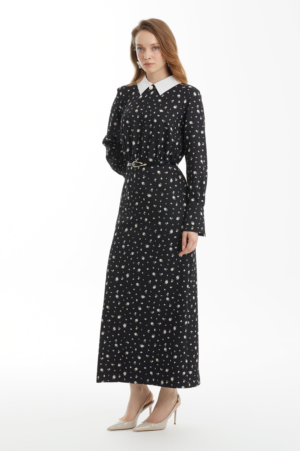 Black Removable White-Collar Dress