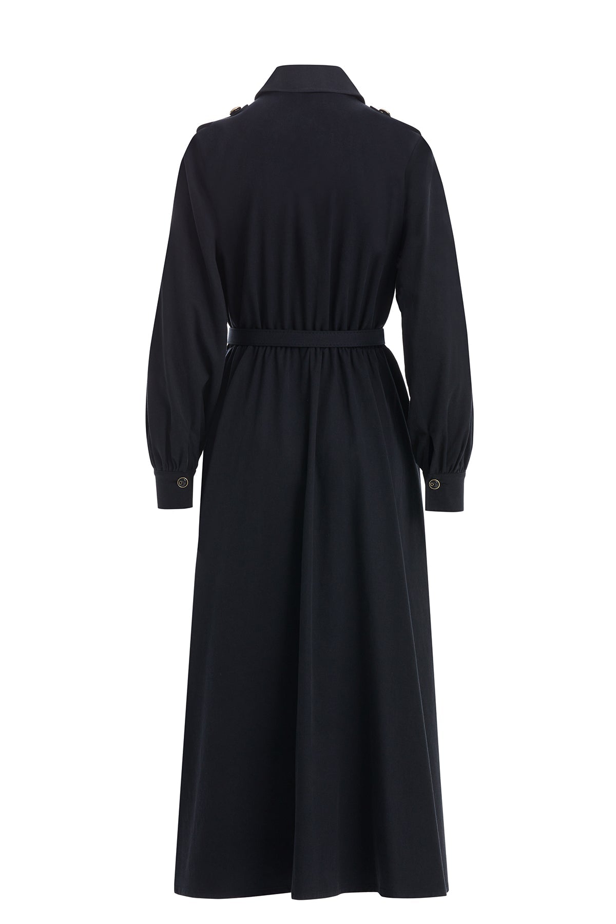 Dark Navy Belted Long Shirt Dress
