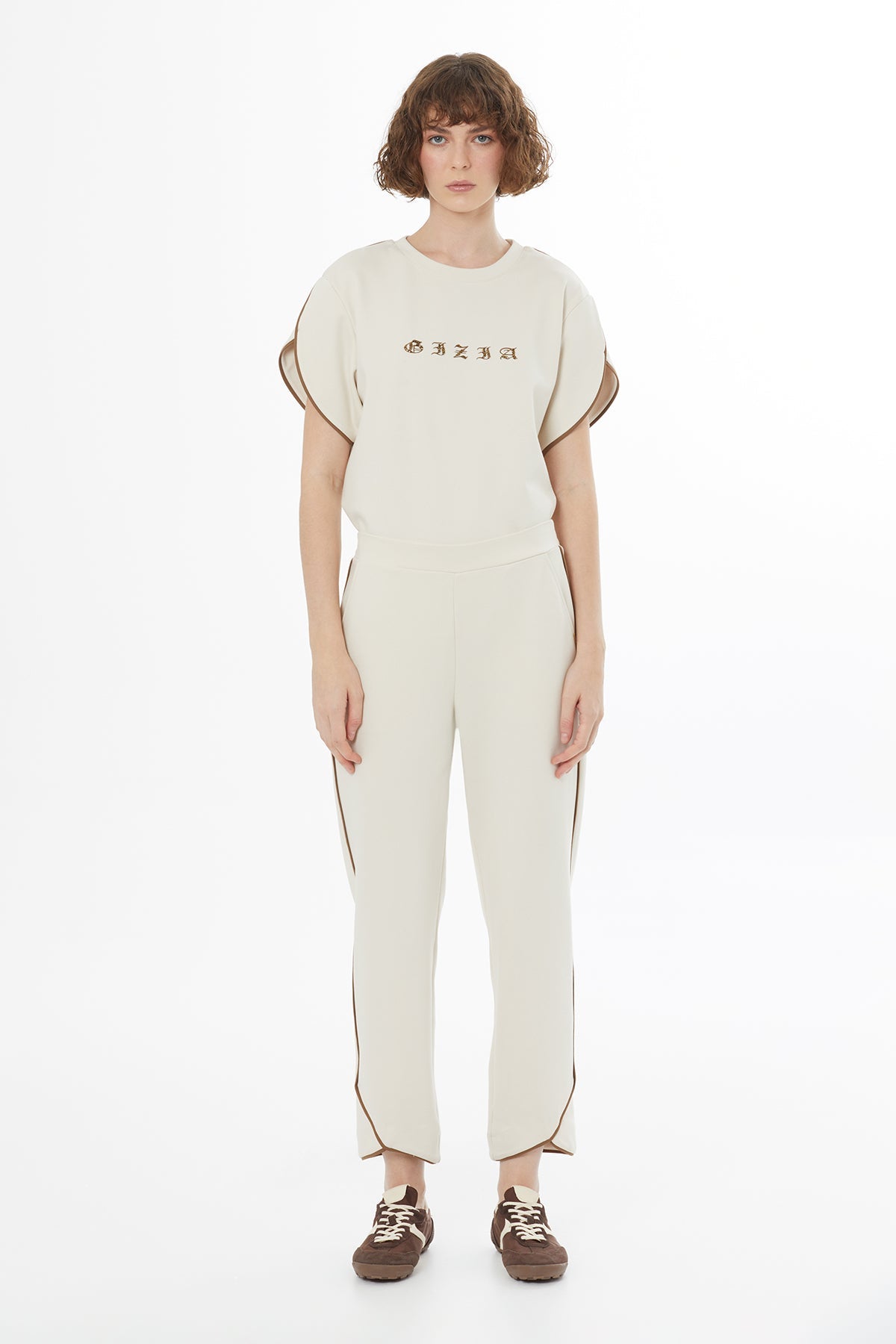 Beige Elasticated Waist Sweatpants