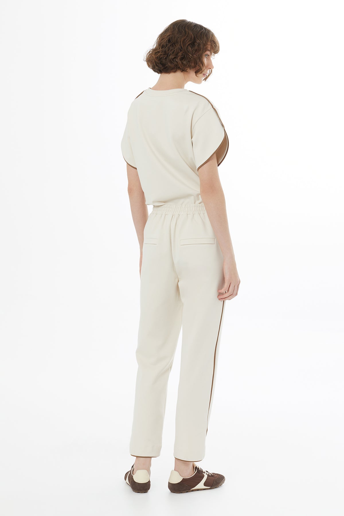 Beige Elasticated Waist Sweatpants