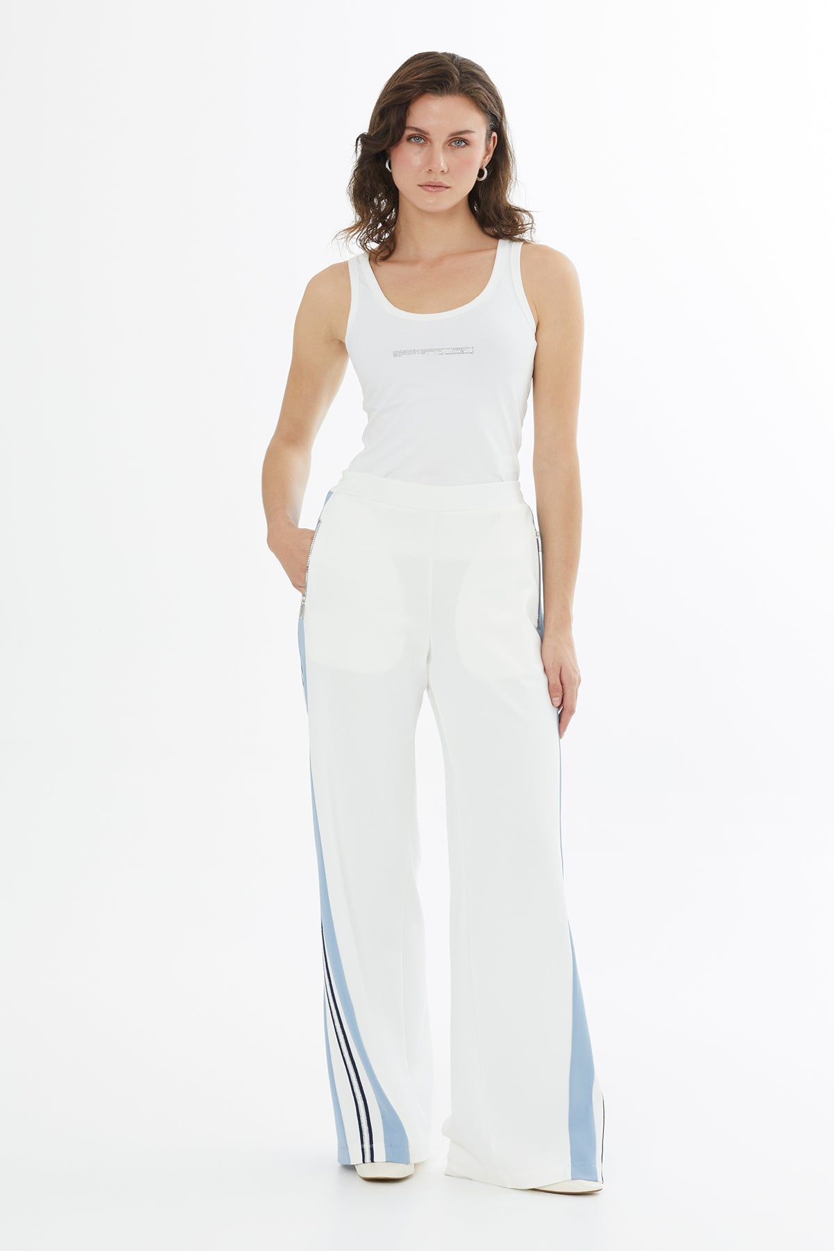 Ecru Striped Zip Pocket Joggers