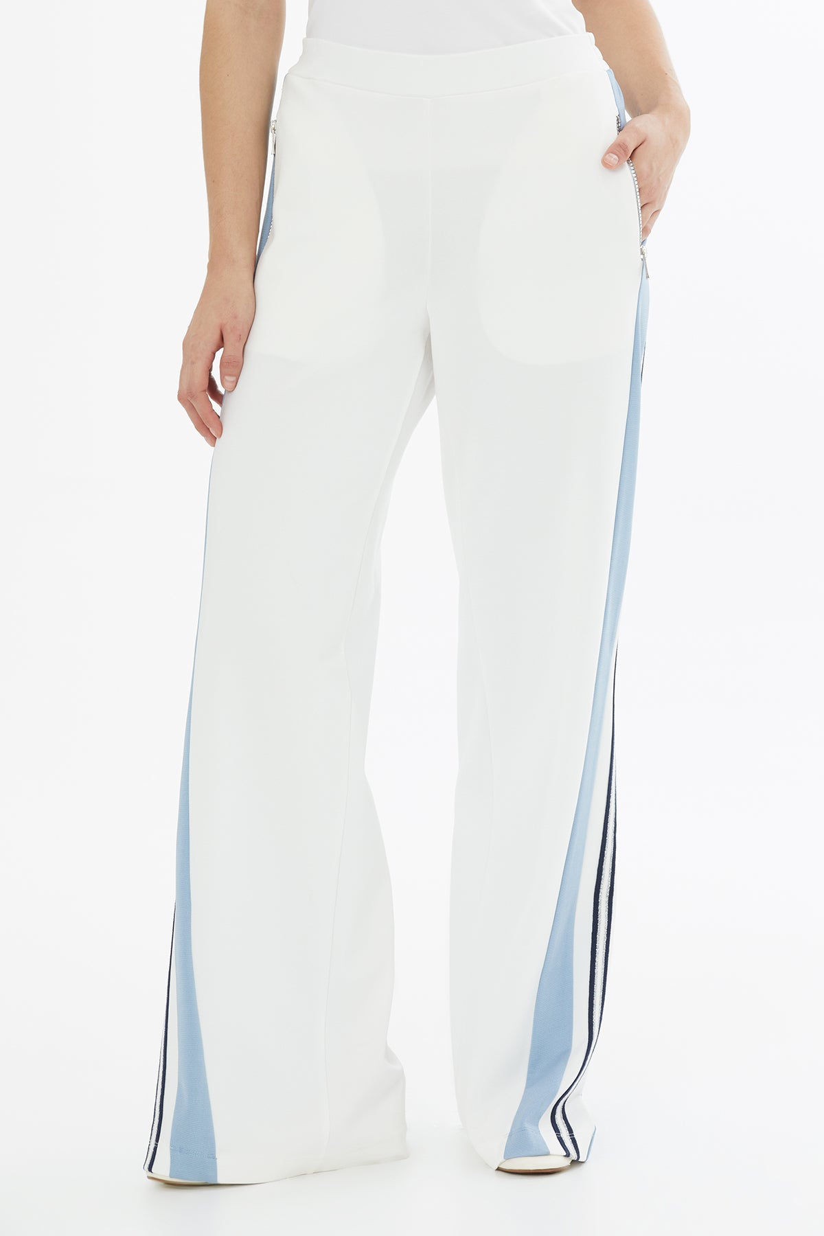 Ecru Striped Zip Pocket Joggers