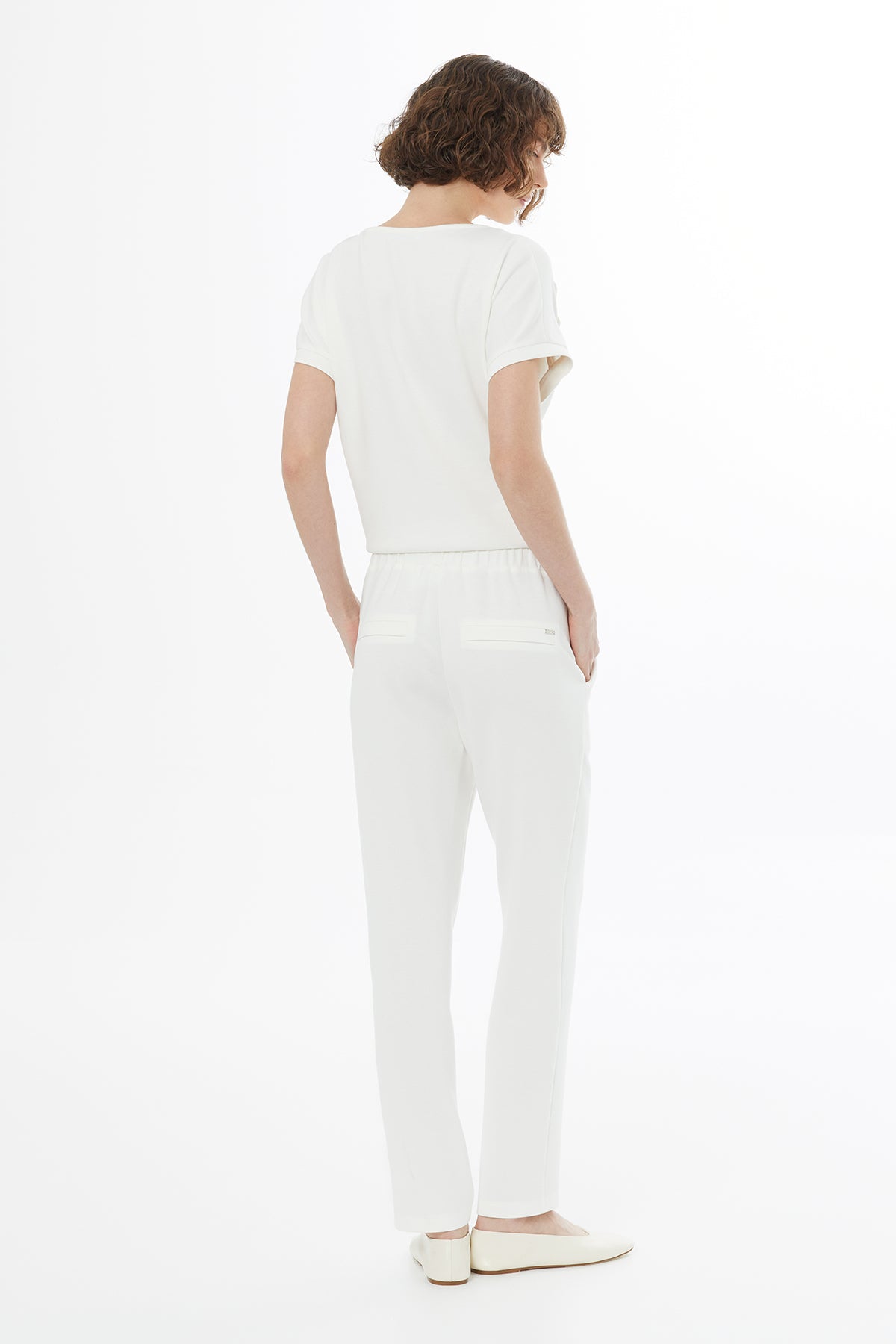 Ecru Tie Detail Straight-Leg Sweatpants