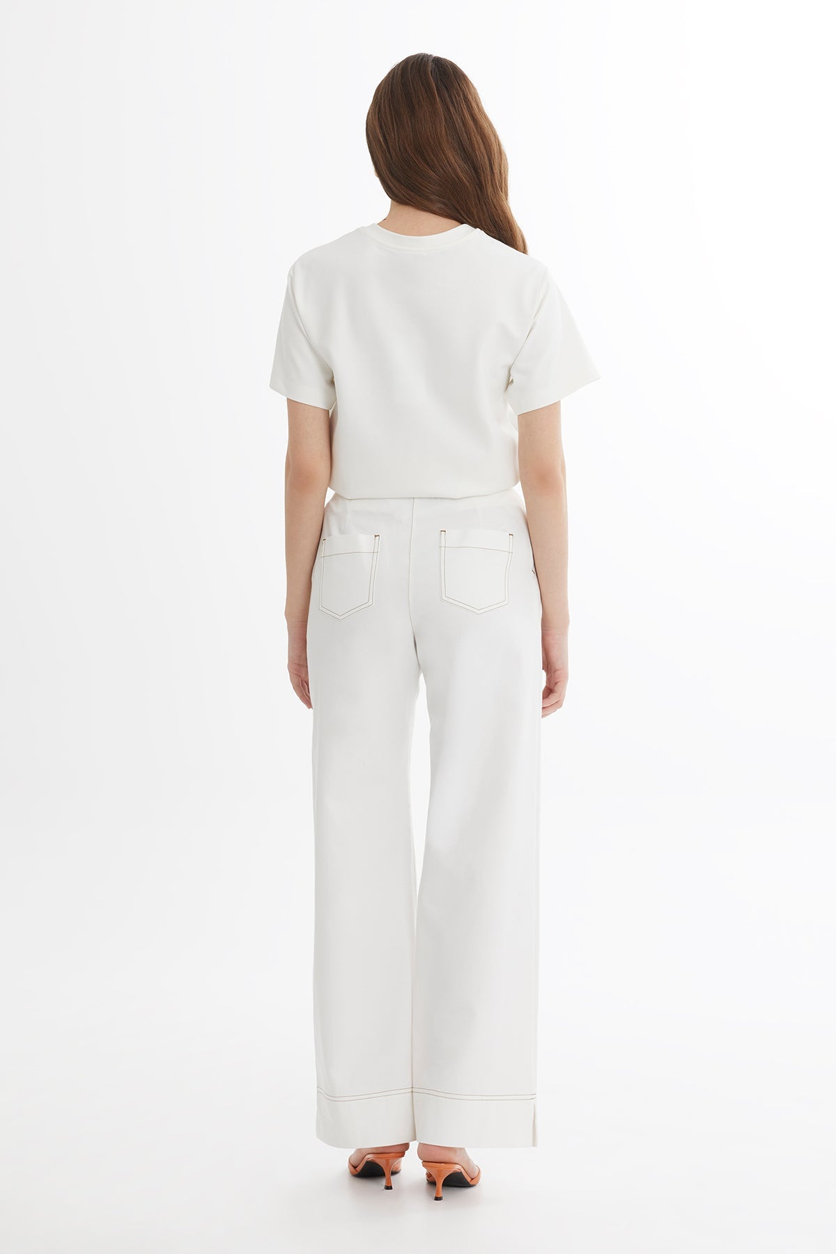 Ecru Gold Accessory Straight-Leg Trousers