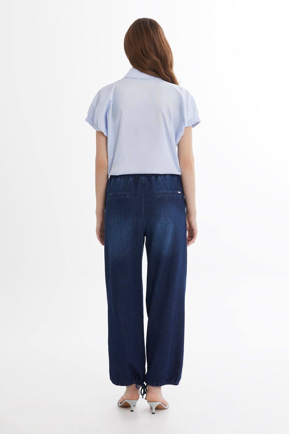 Blue Tie-Hem Denim Trousers