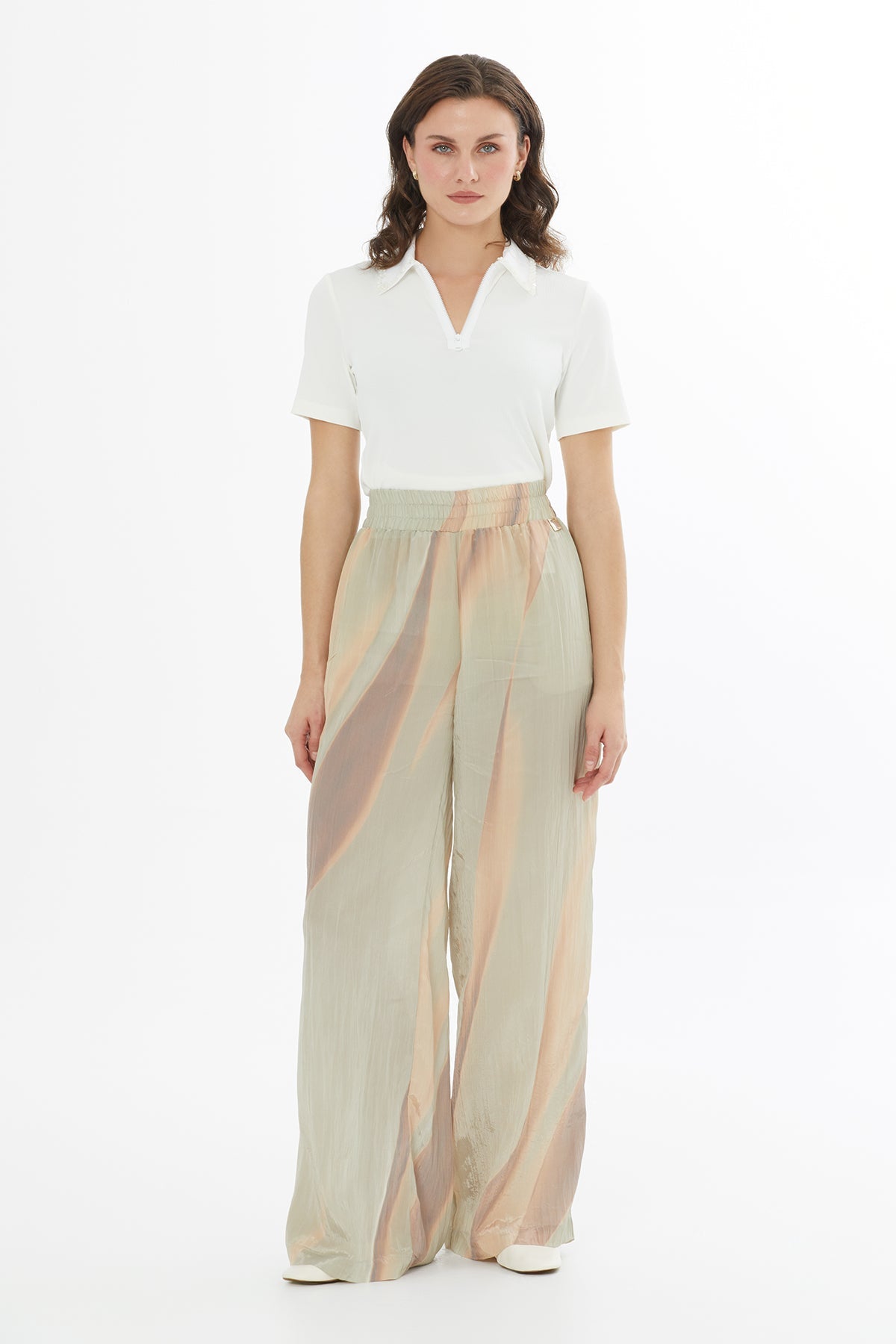 Printed Elastic Waist Trousers