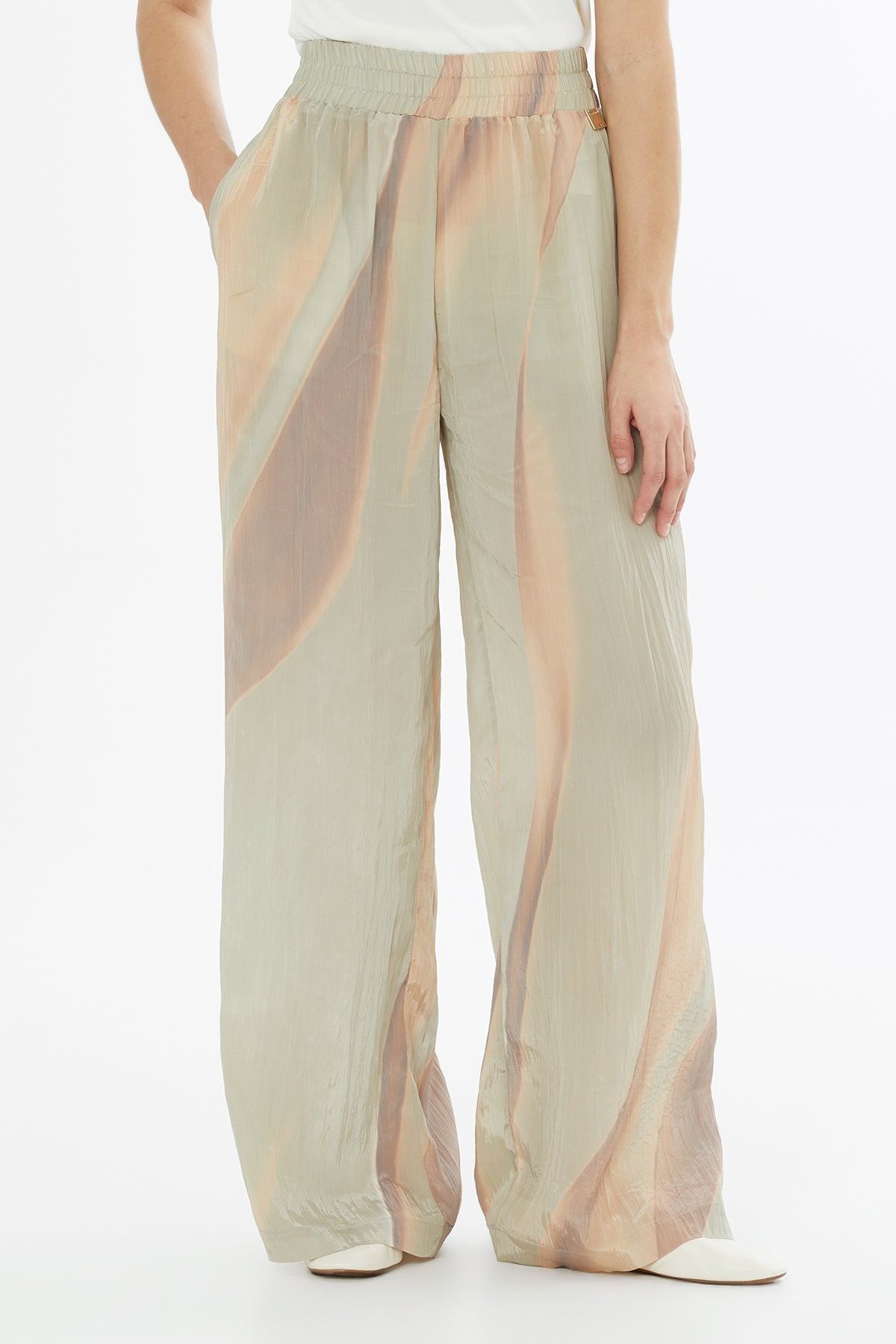 Printed Elastic Waist Trousers