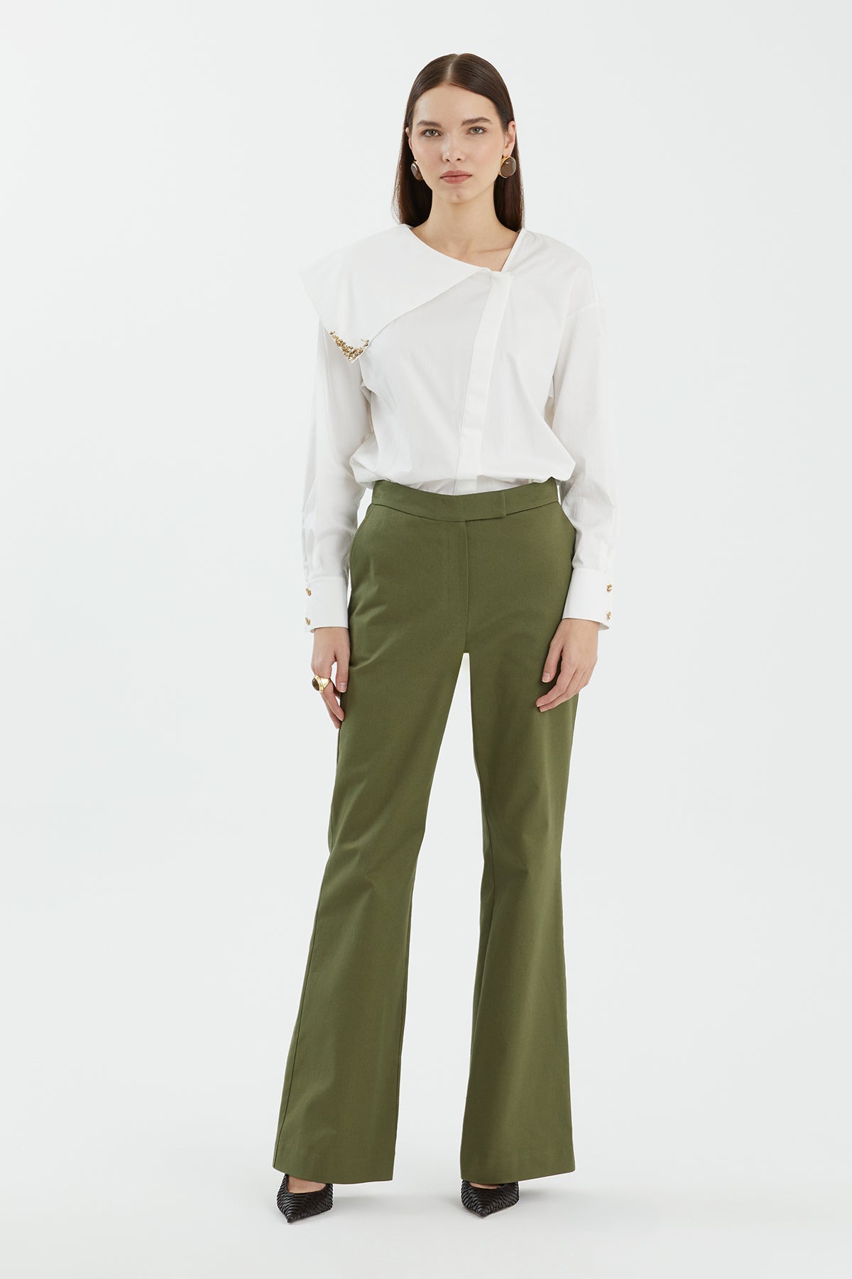 Green Straight-Leg Trousers
