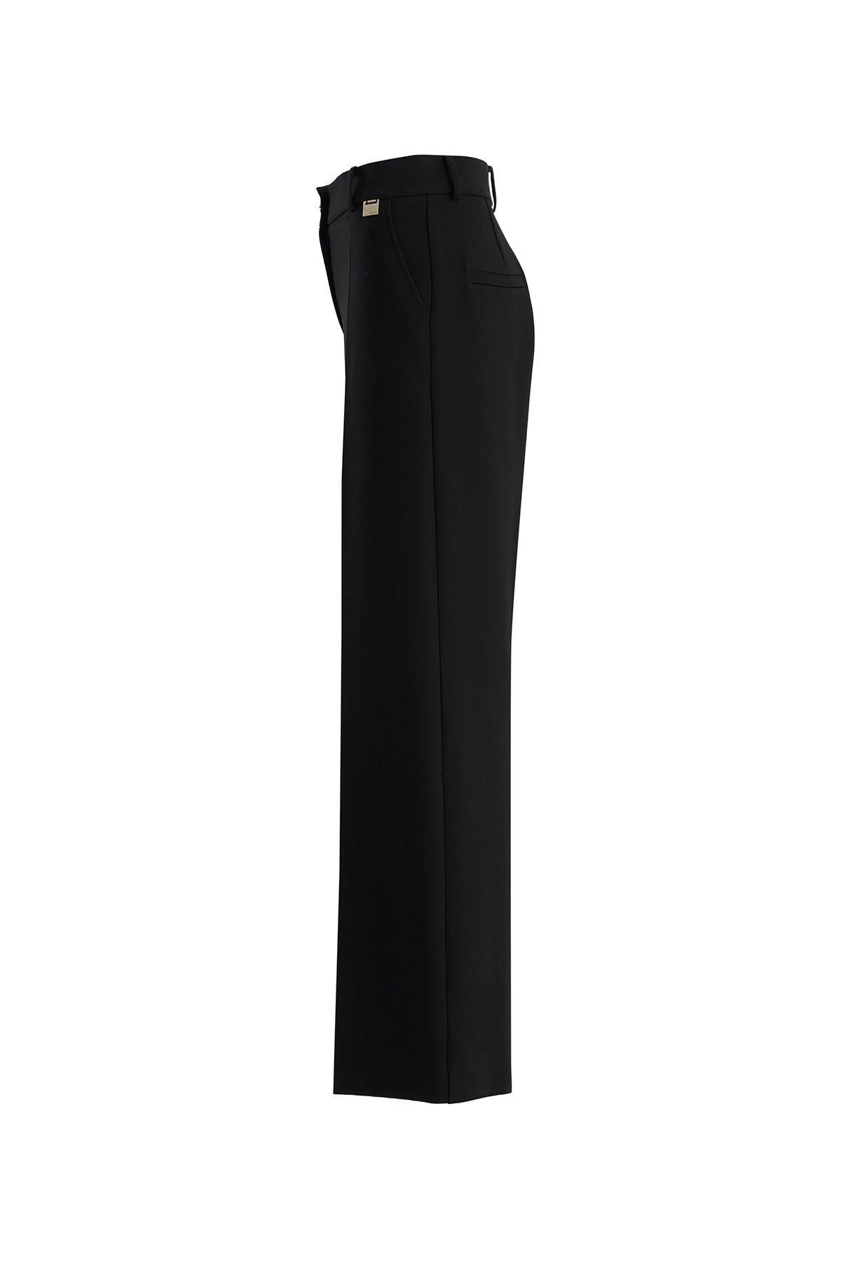 Black Button Detail Straight-Leg Trousers