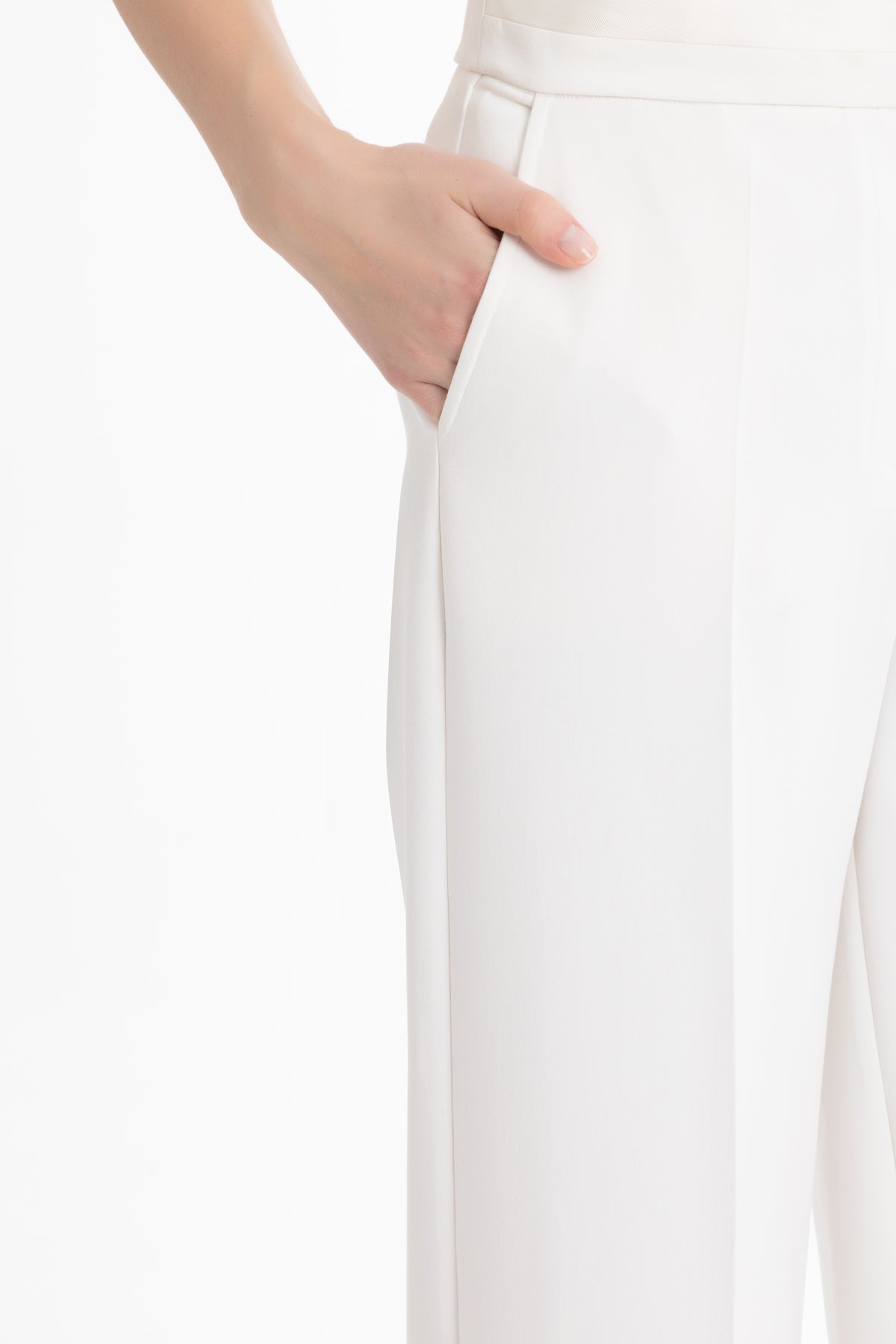 Ecru Tailored Straight-Leg Pants