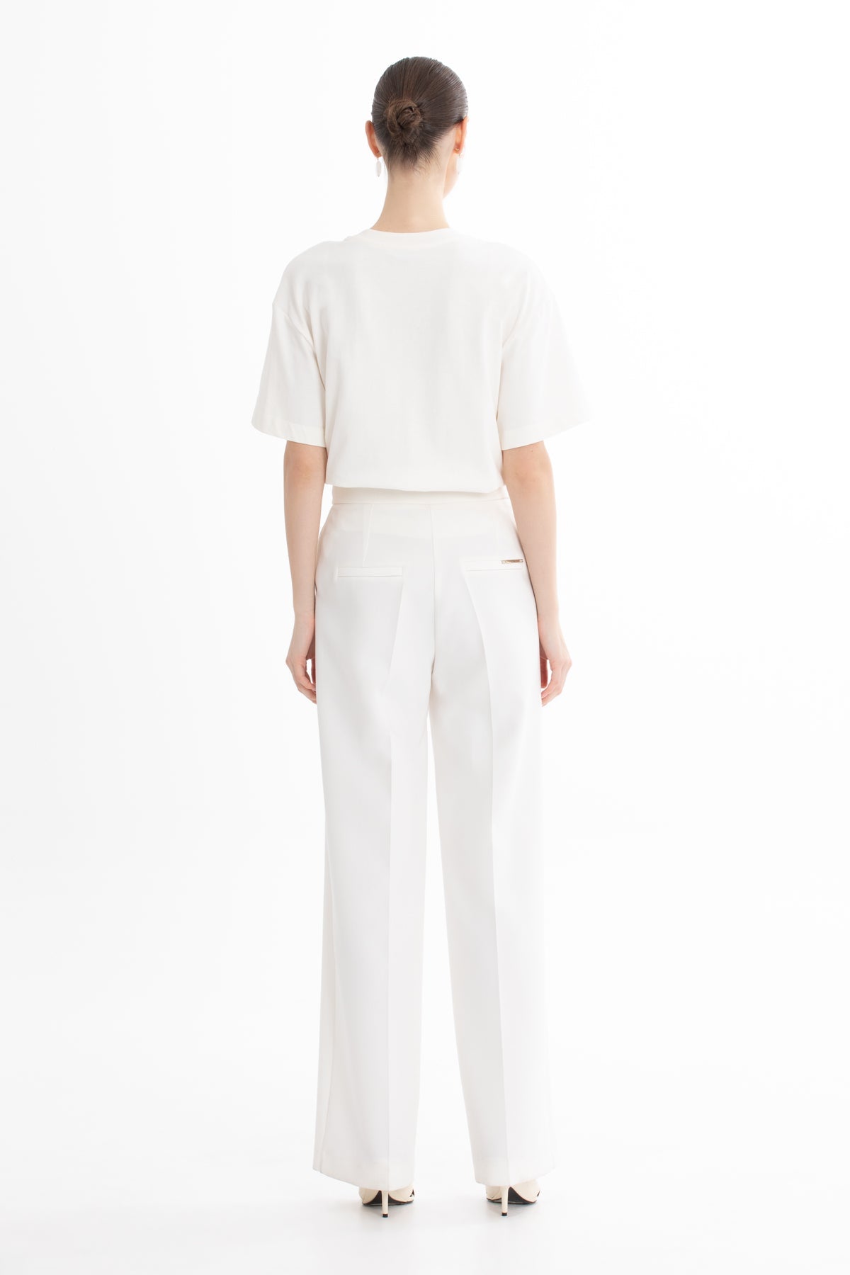 Ecru Tailored Straight-Leg Pants