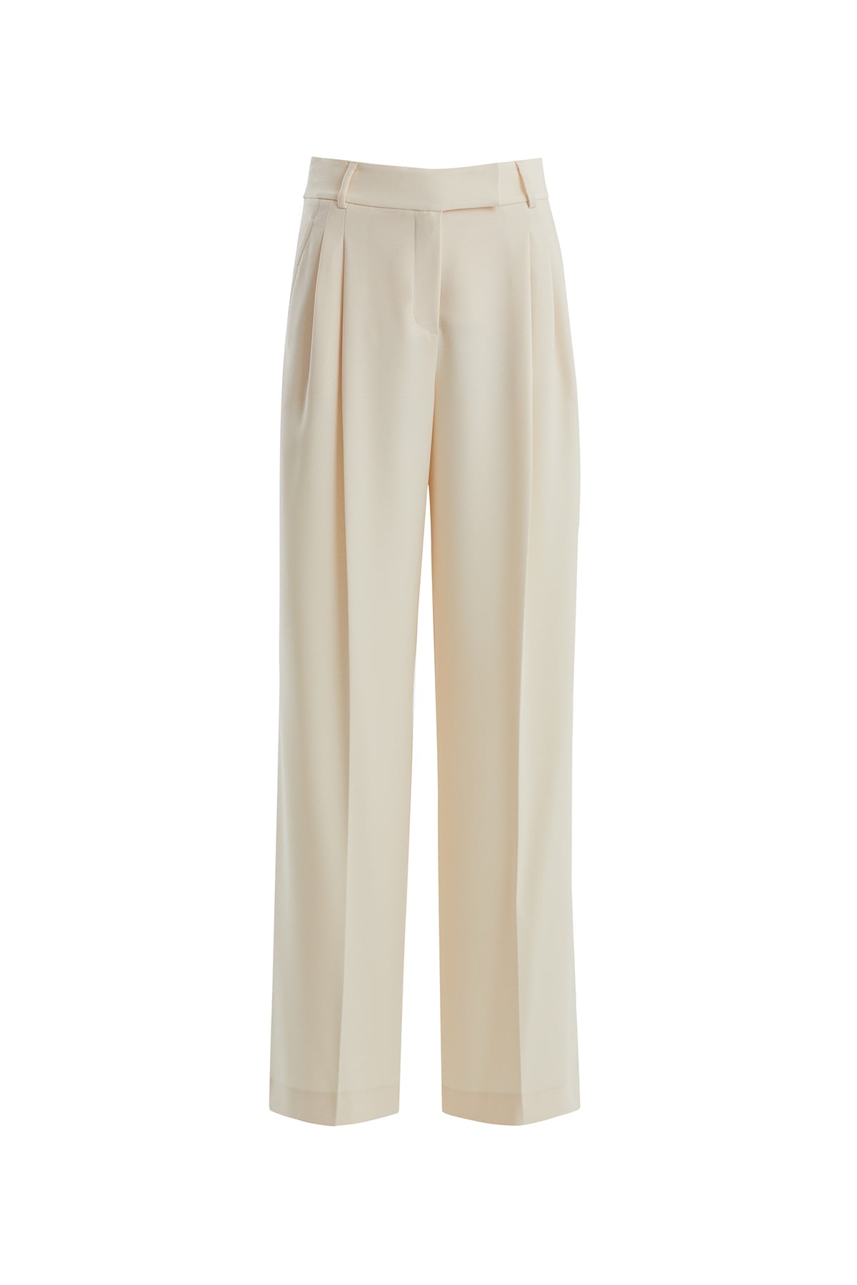 Beige Hook-and-Bar Closure Pants