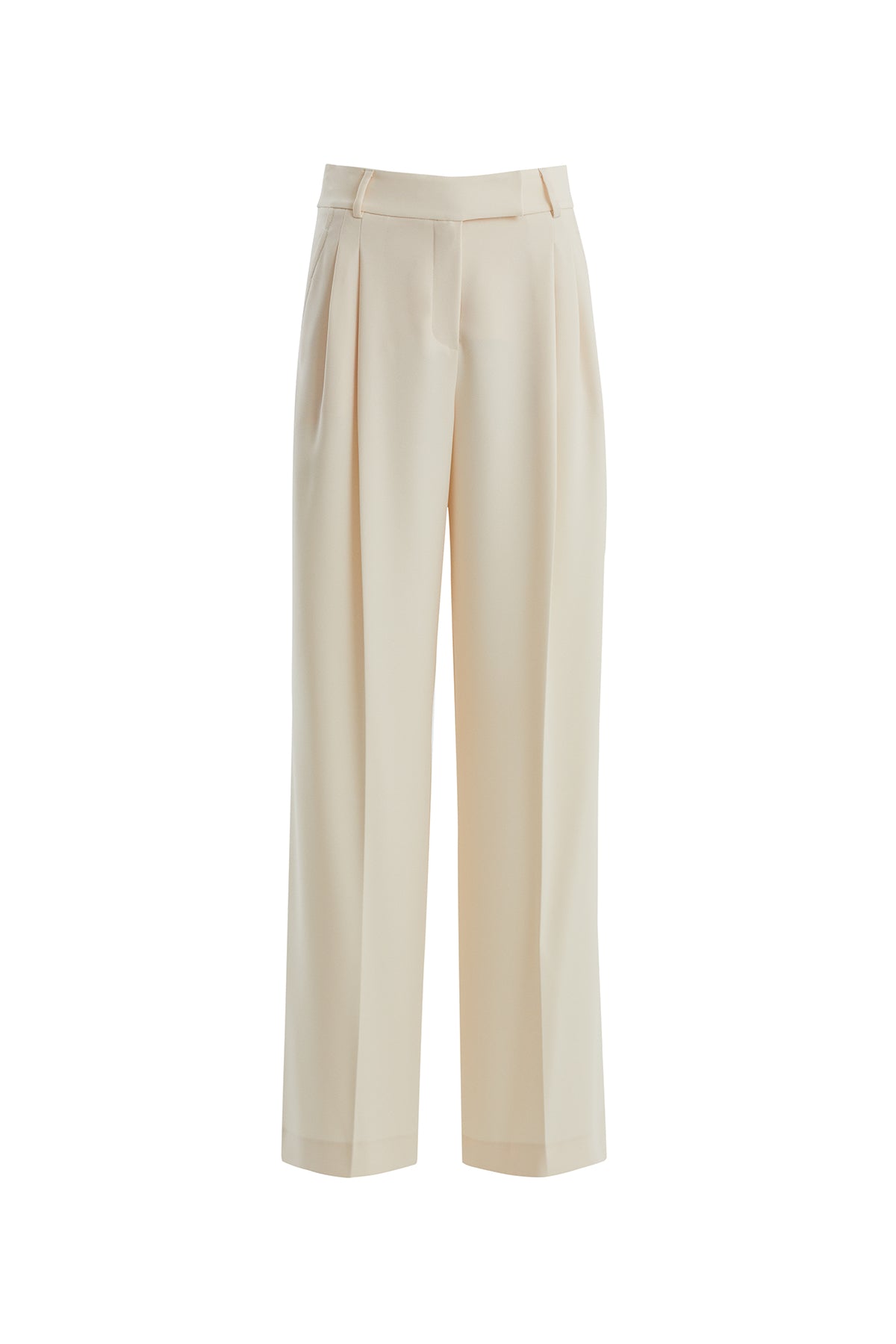 Beige Hook-and-Bar Closure Pants