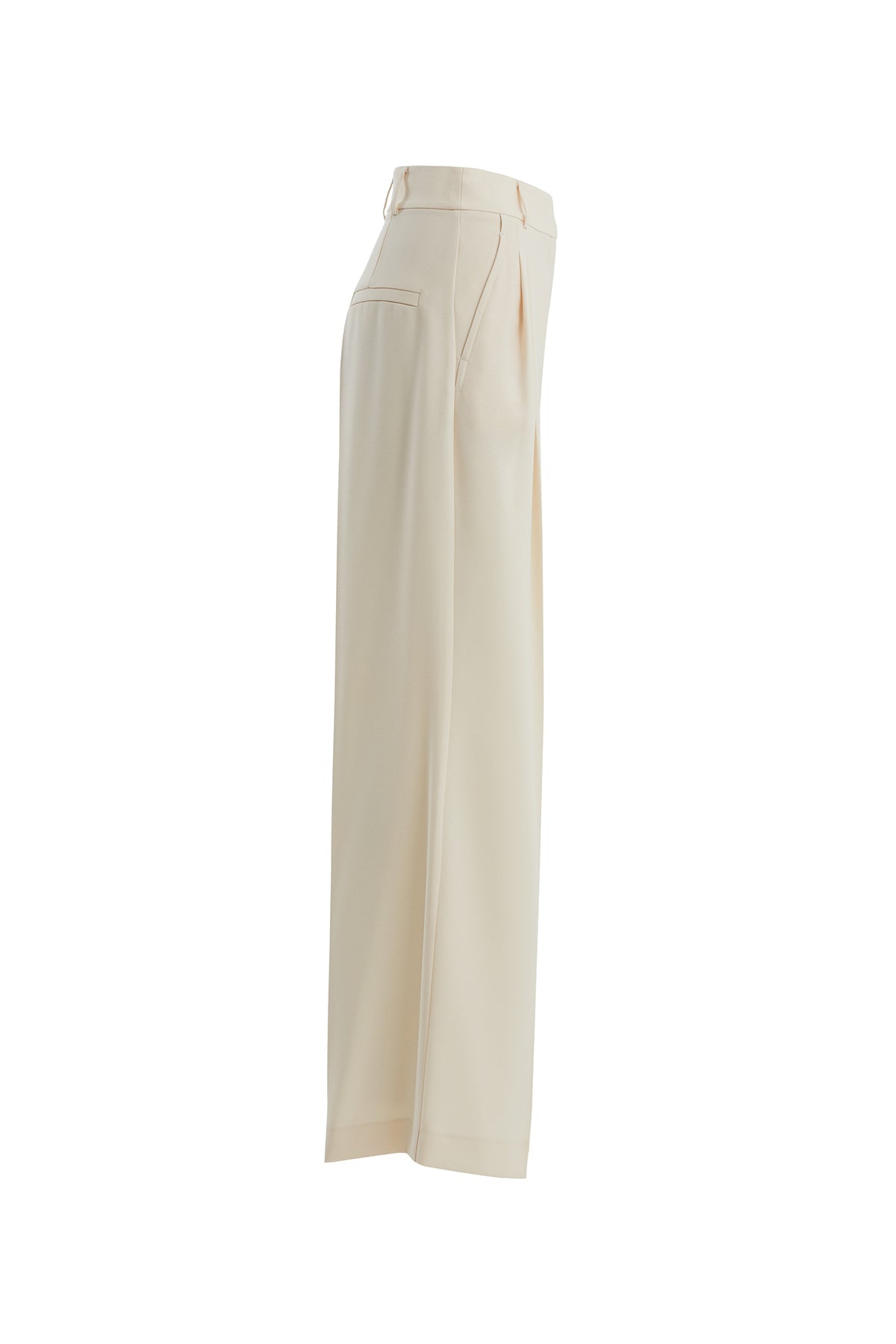 Beige Hook-and-Bar Closure Pants