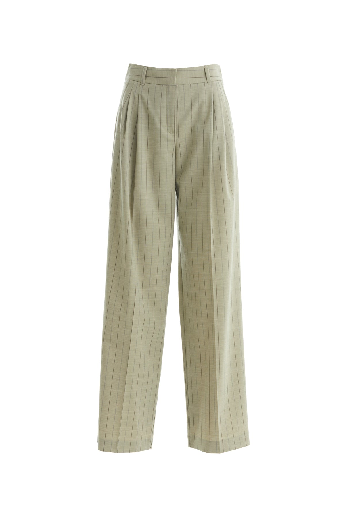 Green Hook Detail Wool Trousers