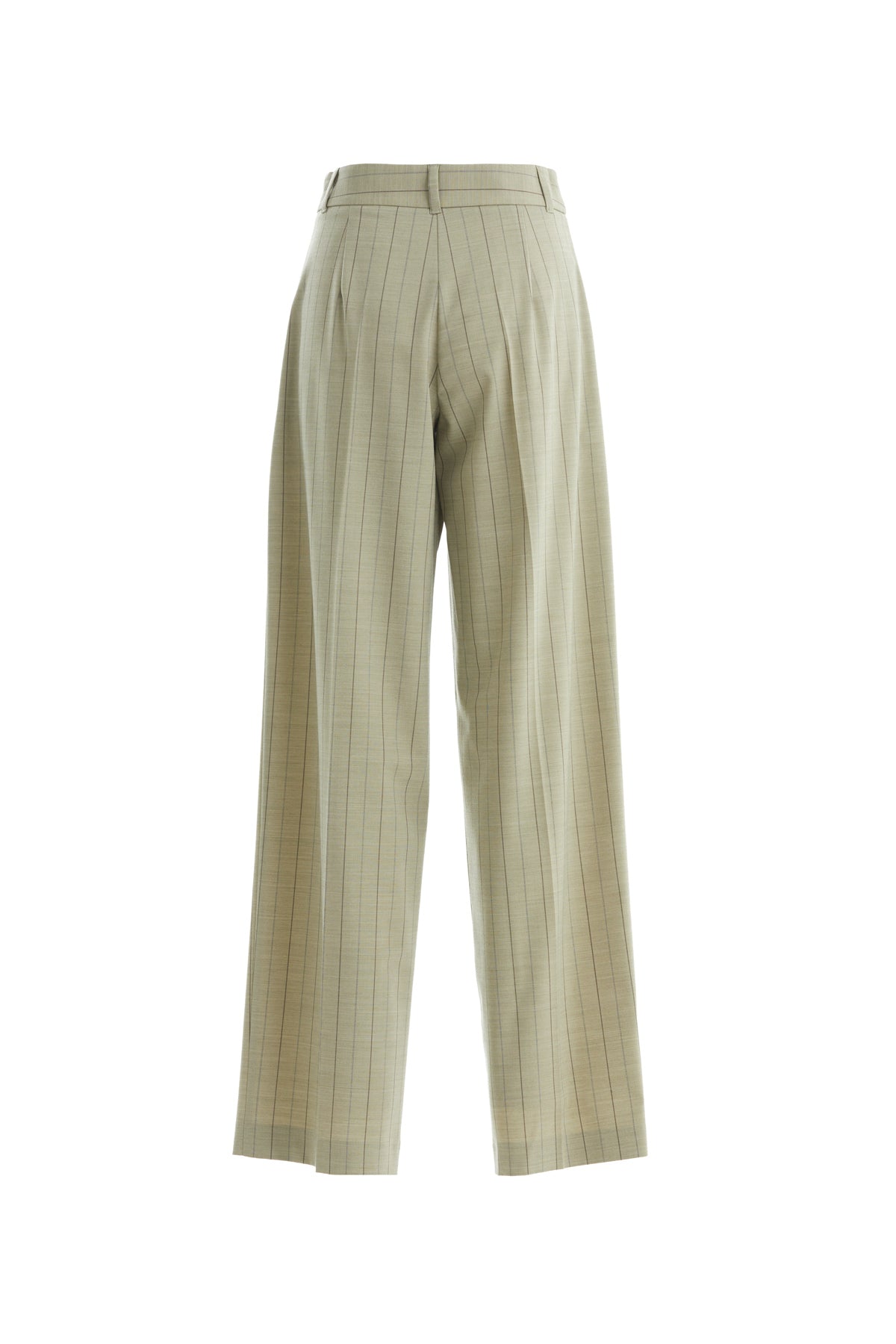 Green Hook Detail Wool Trousers