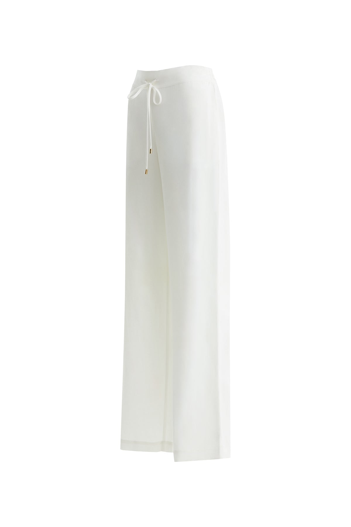 Ecru Tie Detail Wide-Leg Trousers