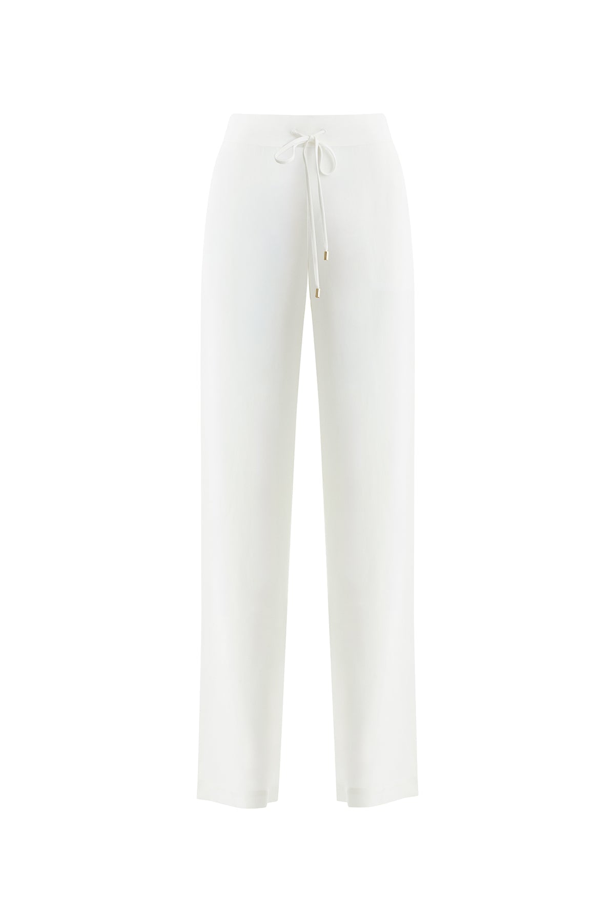 Ecru Tie Detail Wide-Leg Trousers
