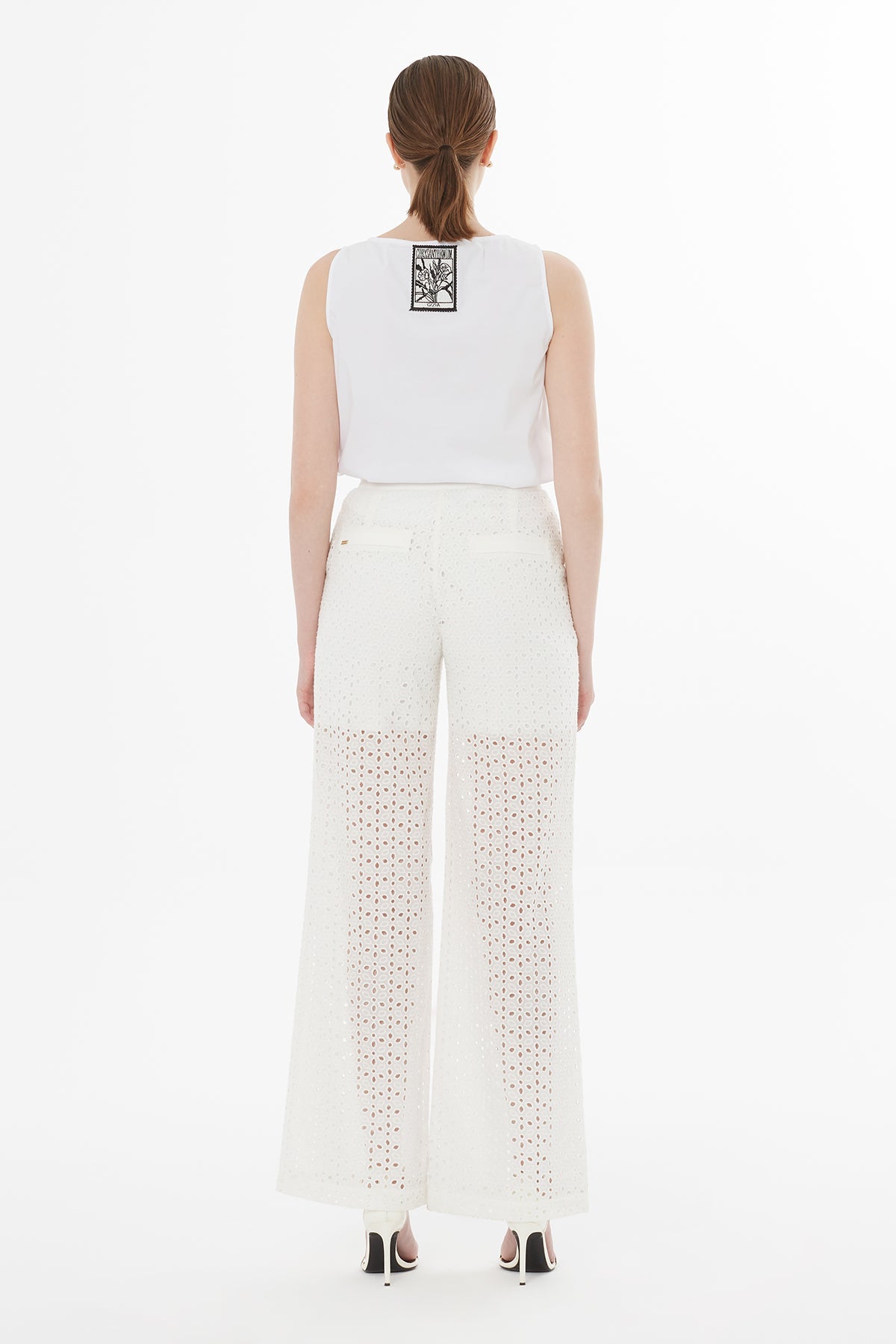 Ecru Sheer Detail Trousers
