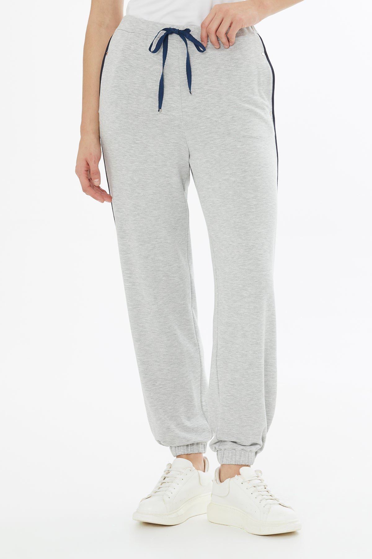 Grey Embroidered and Crystal-Embellished Sweatpants