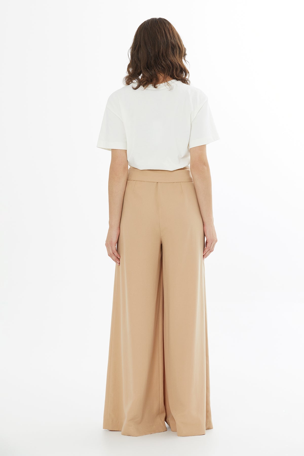 Beige Removable Belt Trousers