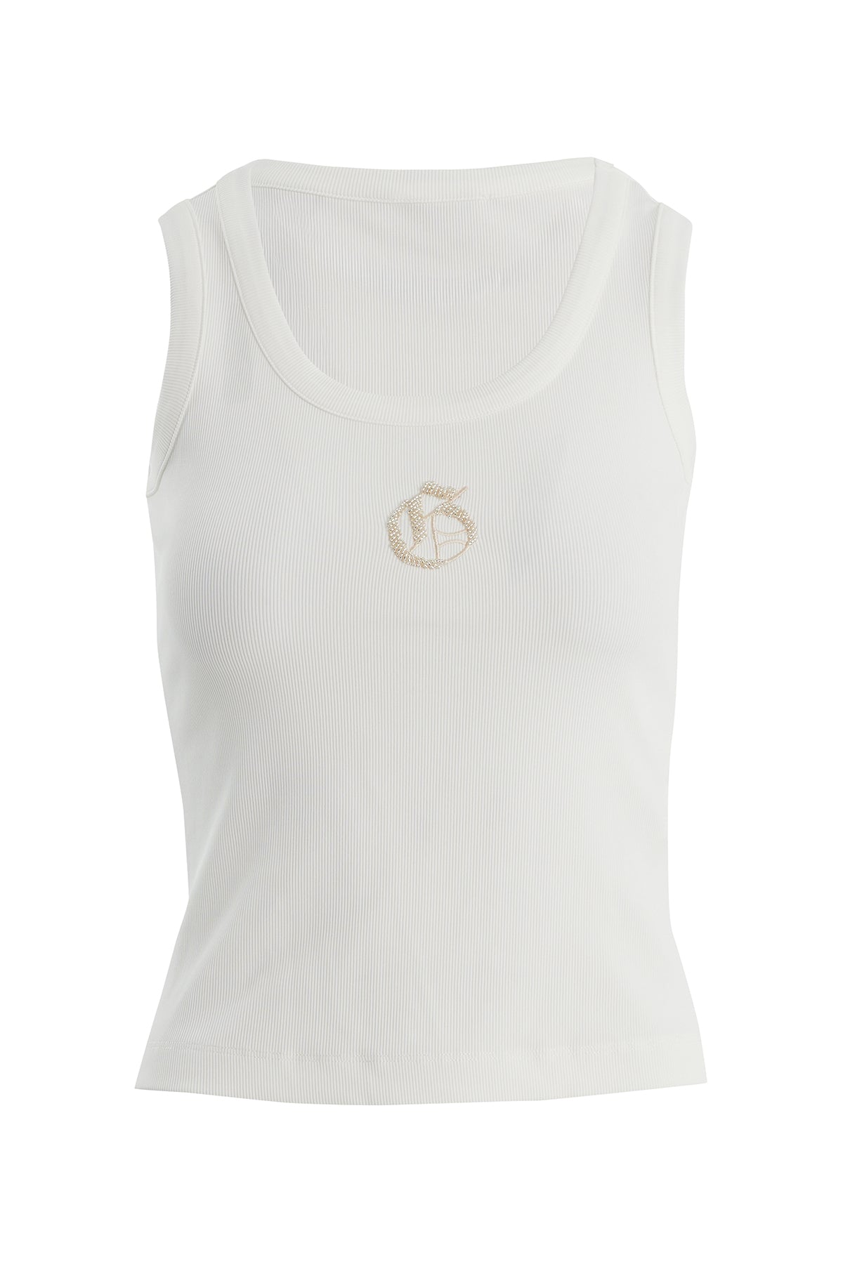 Ecru Embroidered Detail Tank Top