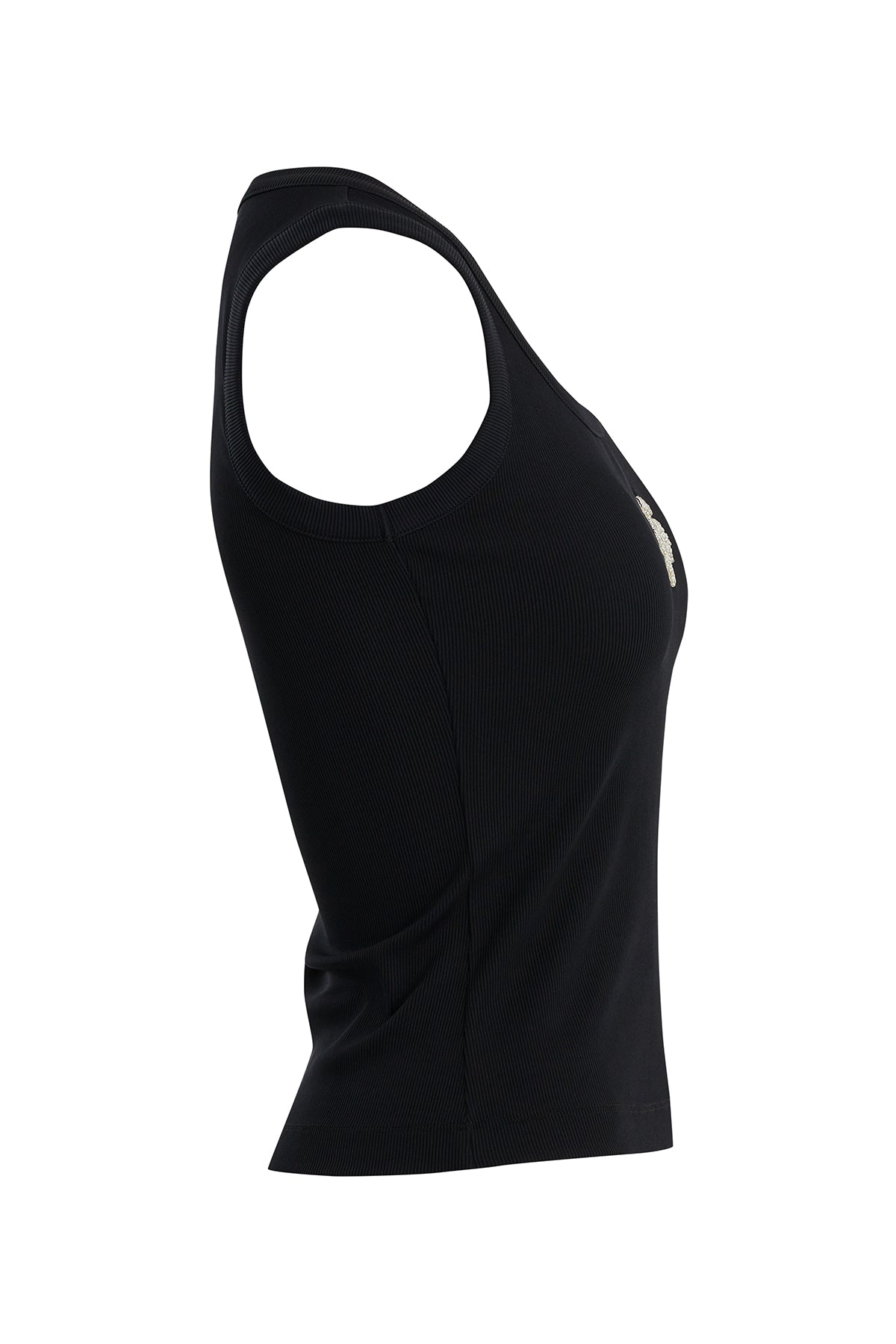 Black Embroidered Detail Tank Top