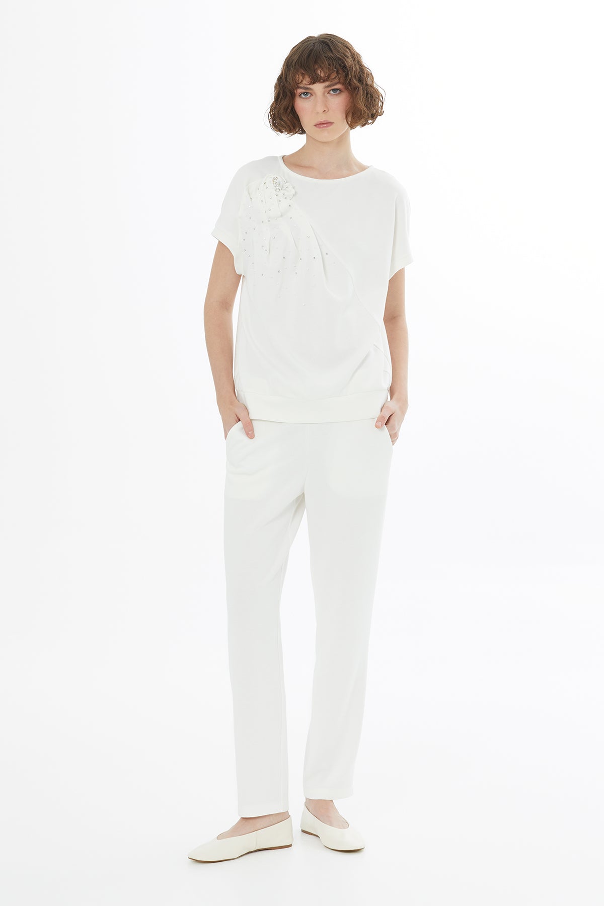 Ecru Rose Embroidered Blouse