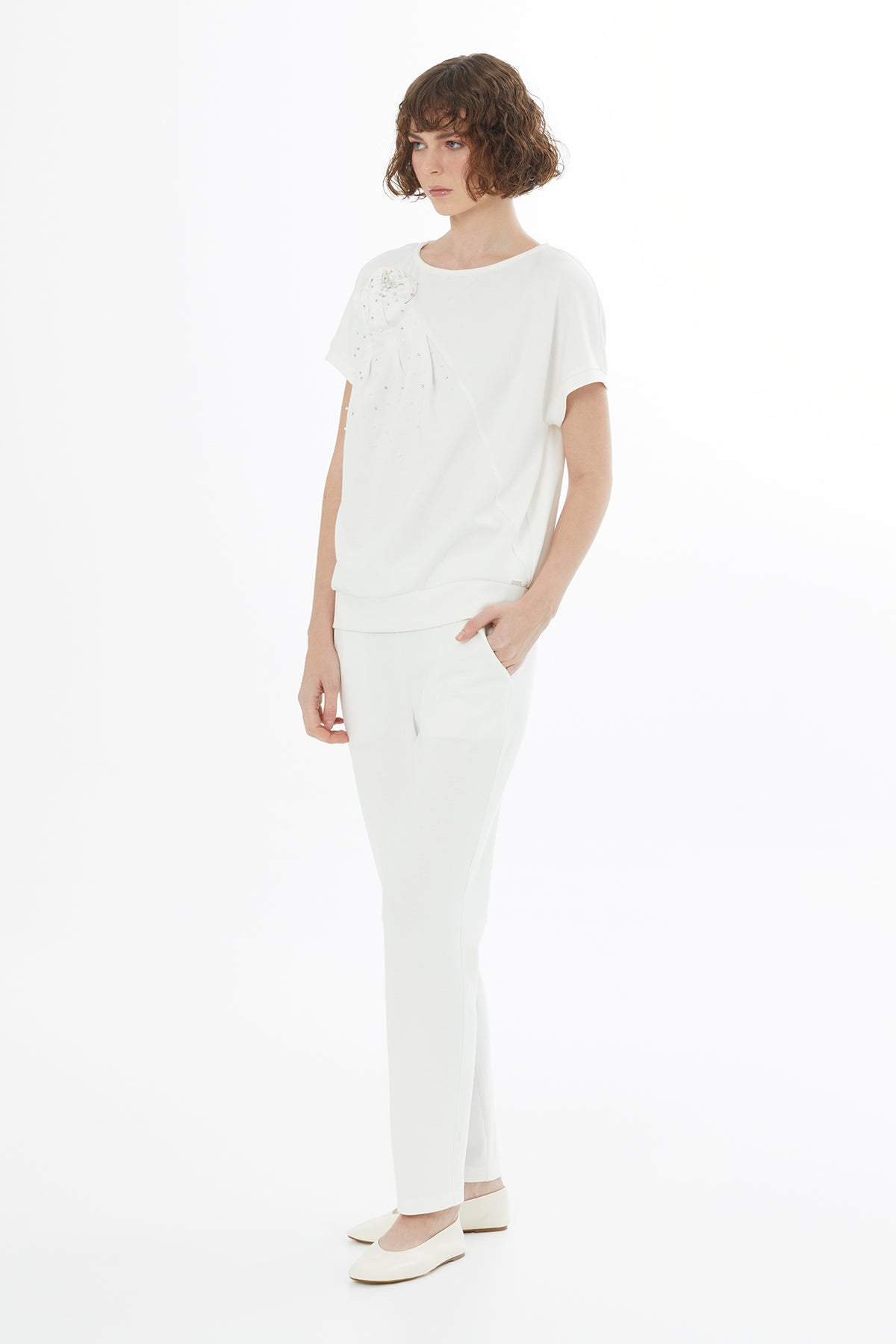 Ecru Rose Embroidered Blouse