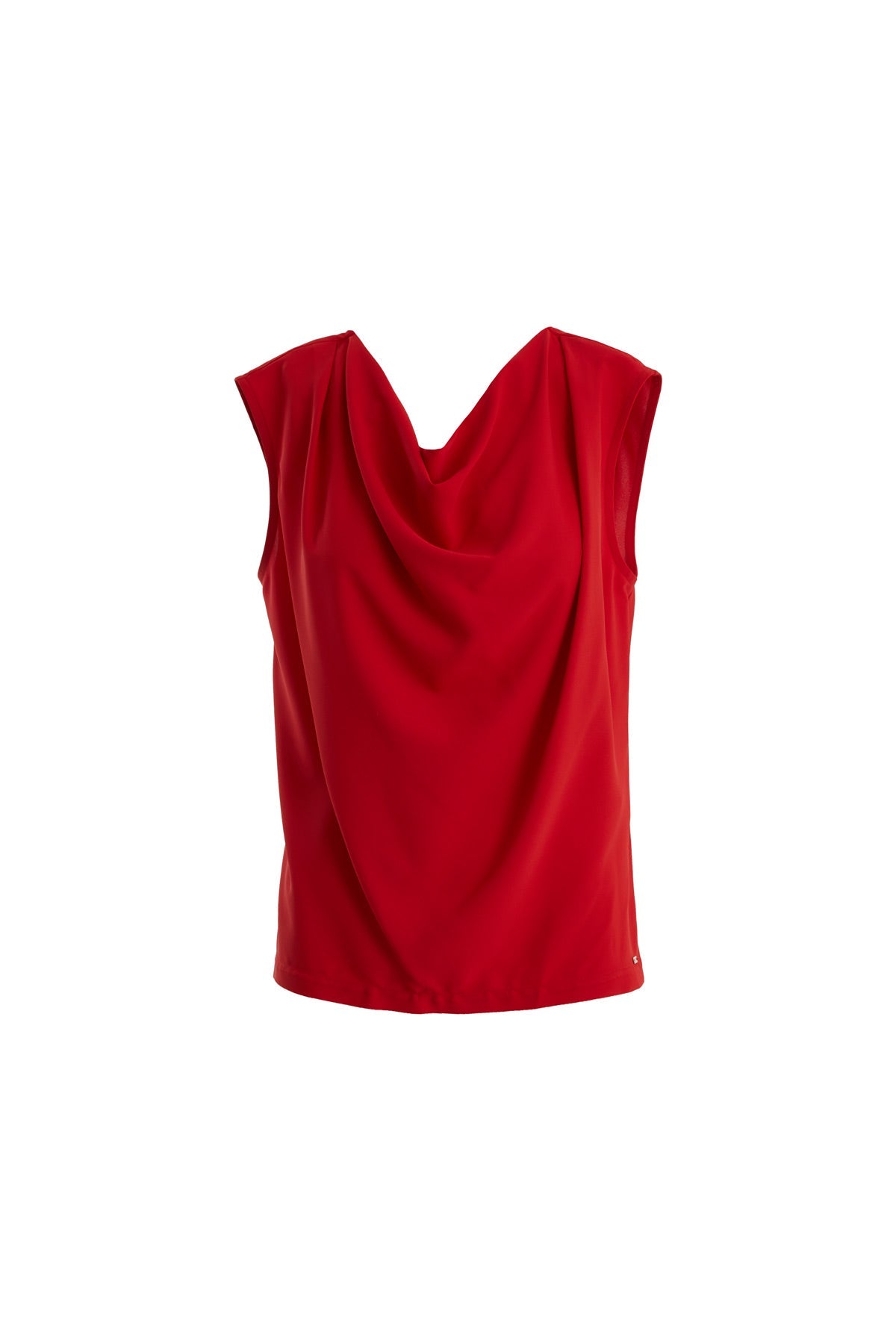 Red Draped Neck Blouse