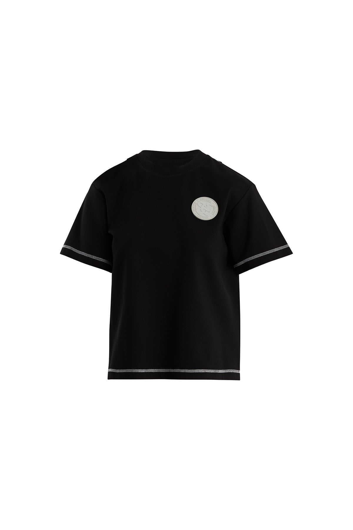 Black Logo Label Detailed Topstitched T-Shirt