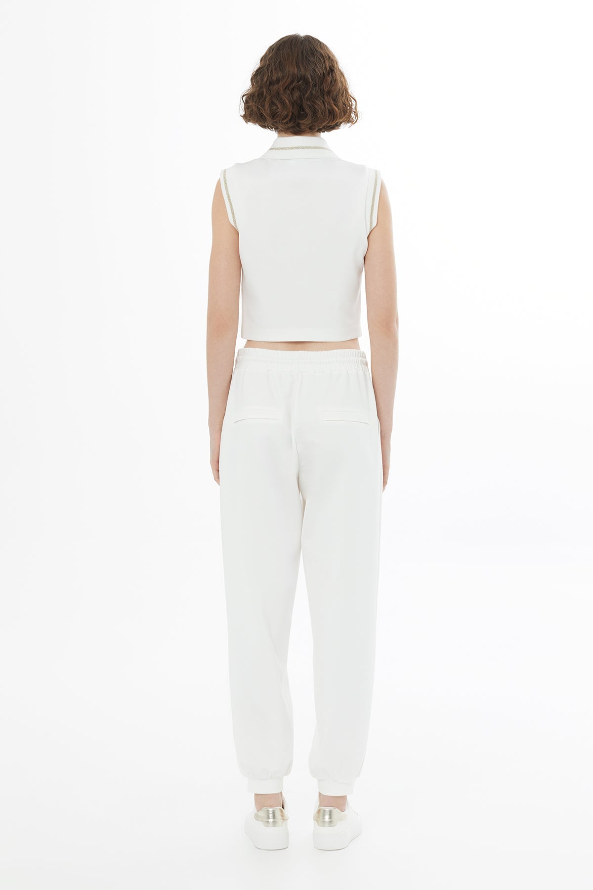 Ecru Knitted Detail Zip T-Shirt