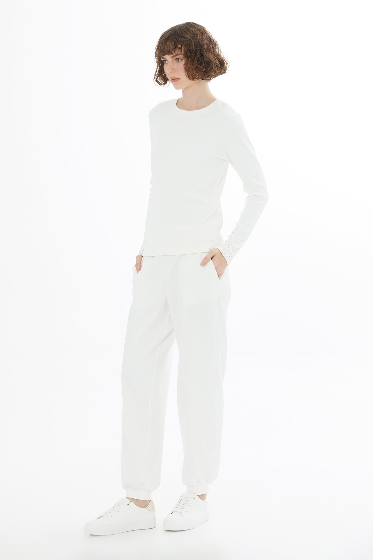 Ecru Crystal Appliqué Detail Blouse