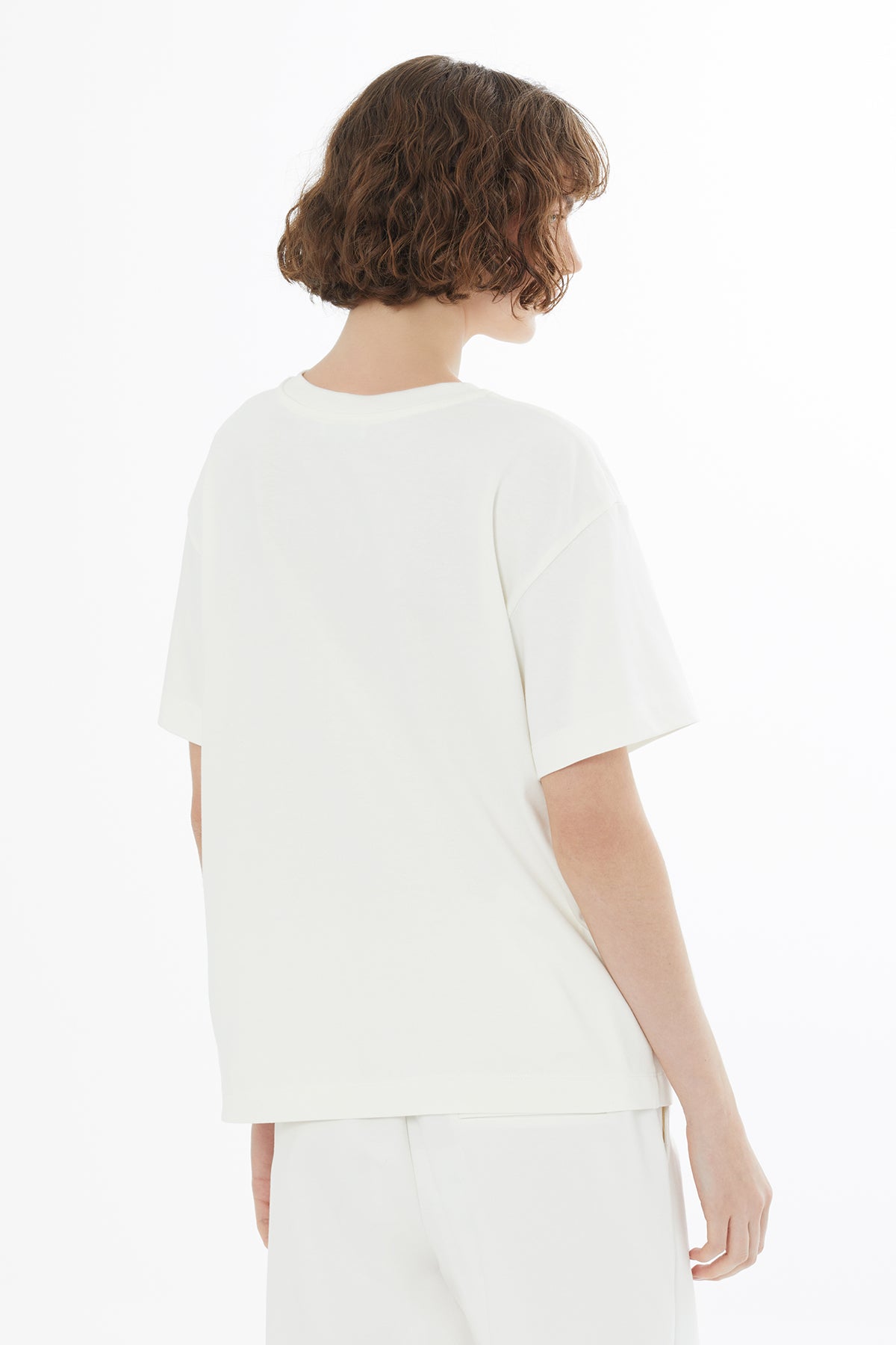 Ecru Embroidered and Crystal Appliqué T-Shirt