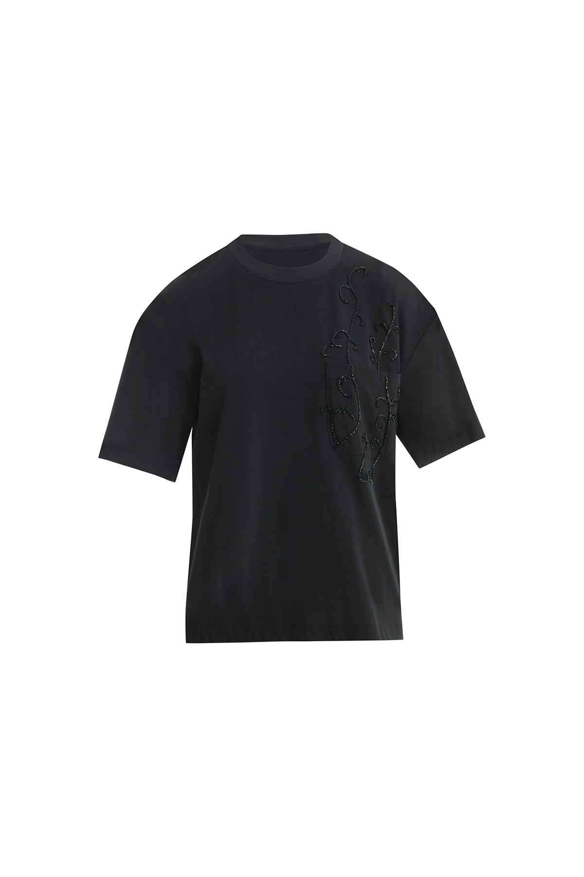 Black Embroidered Oversized White T-Shirt