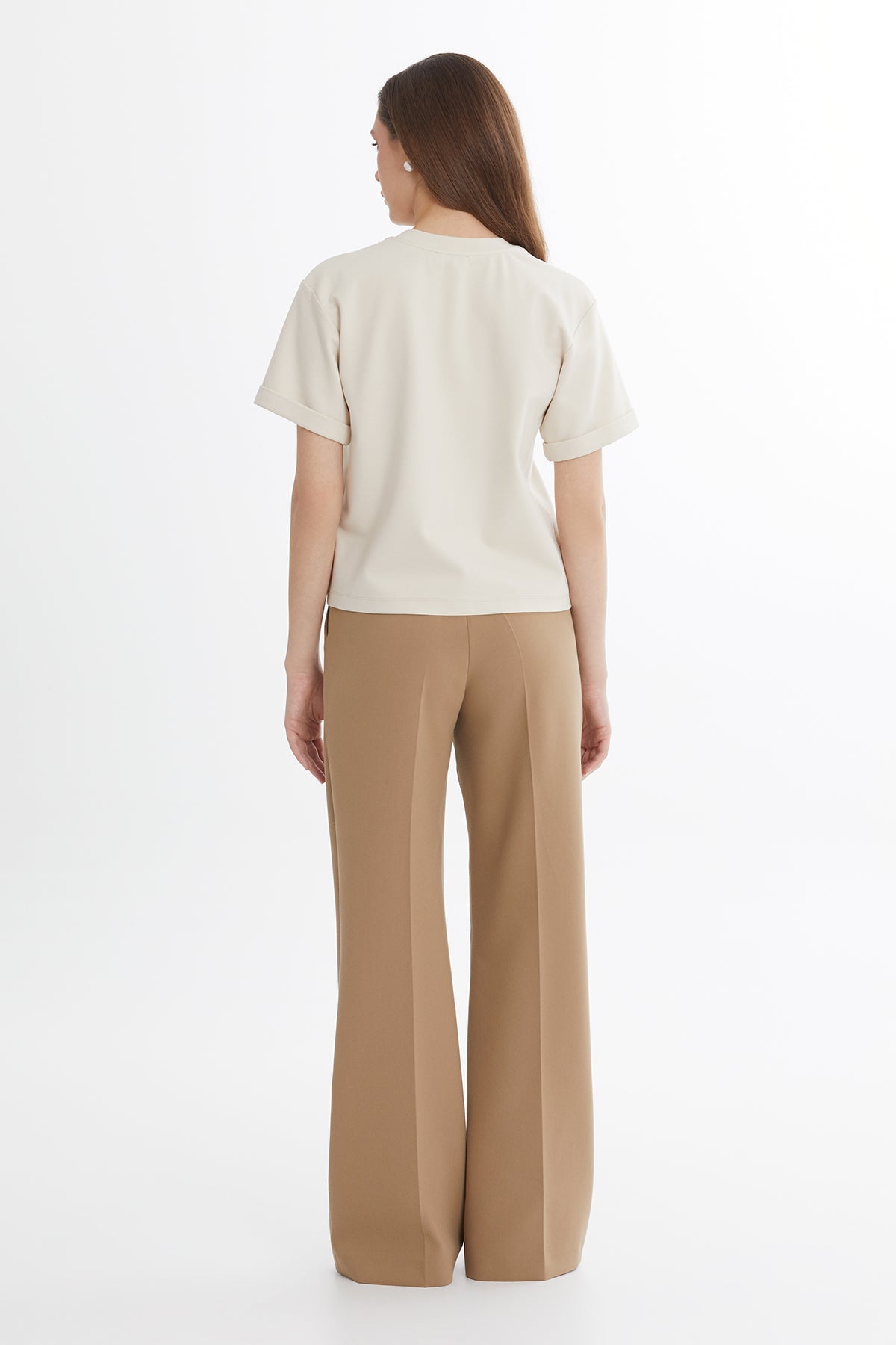 Beige Oversized Embellished Short-Sleeve T-Shirt