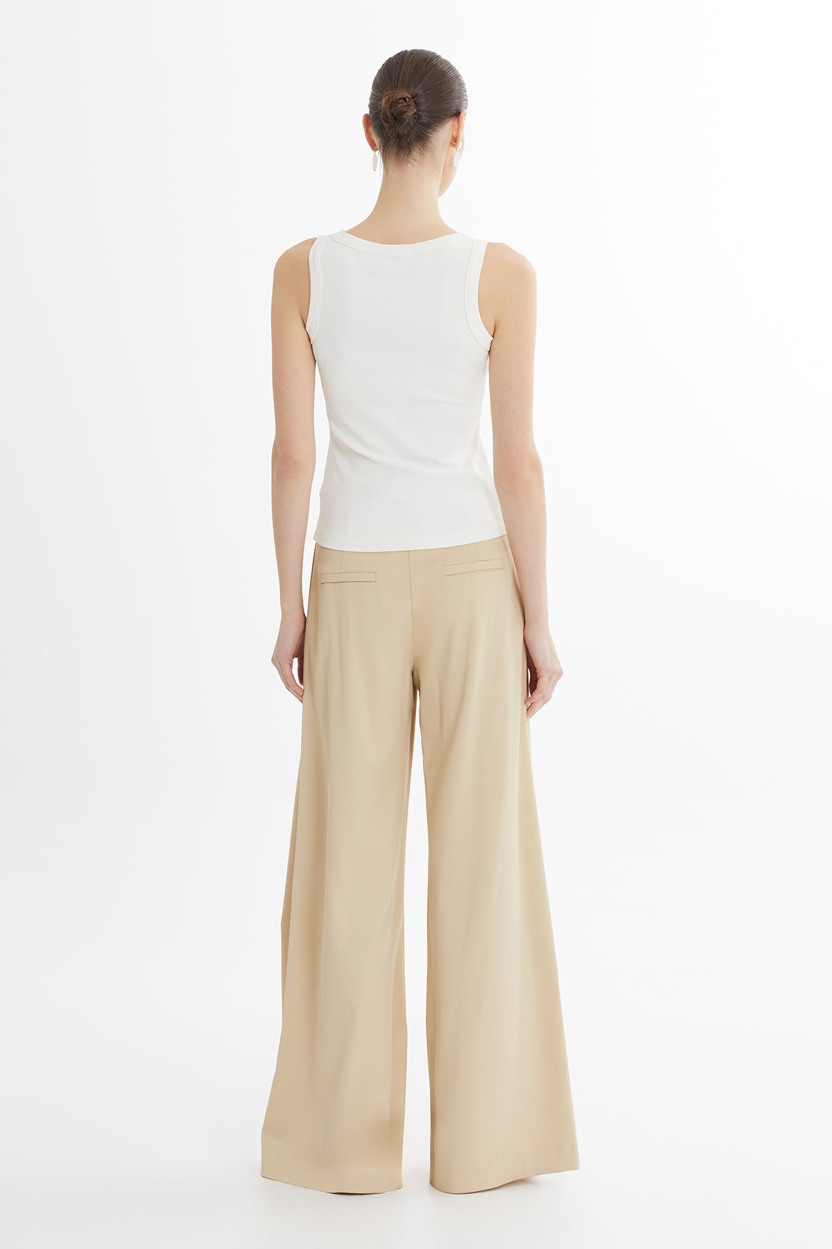 Ecru Embroidered Detail Tank Top
