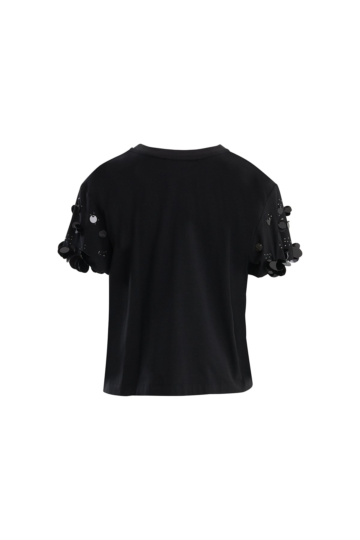 Black Short-Sleeve Embroidered T-Shirt