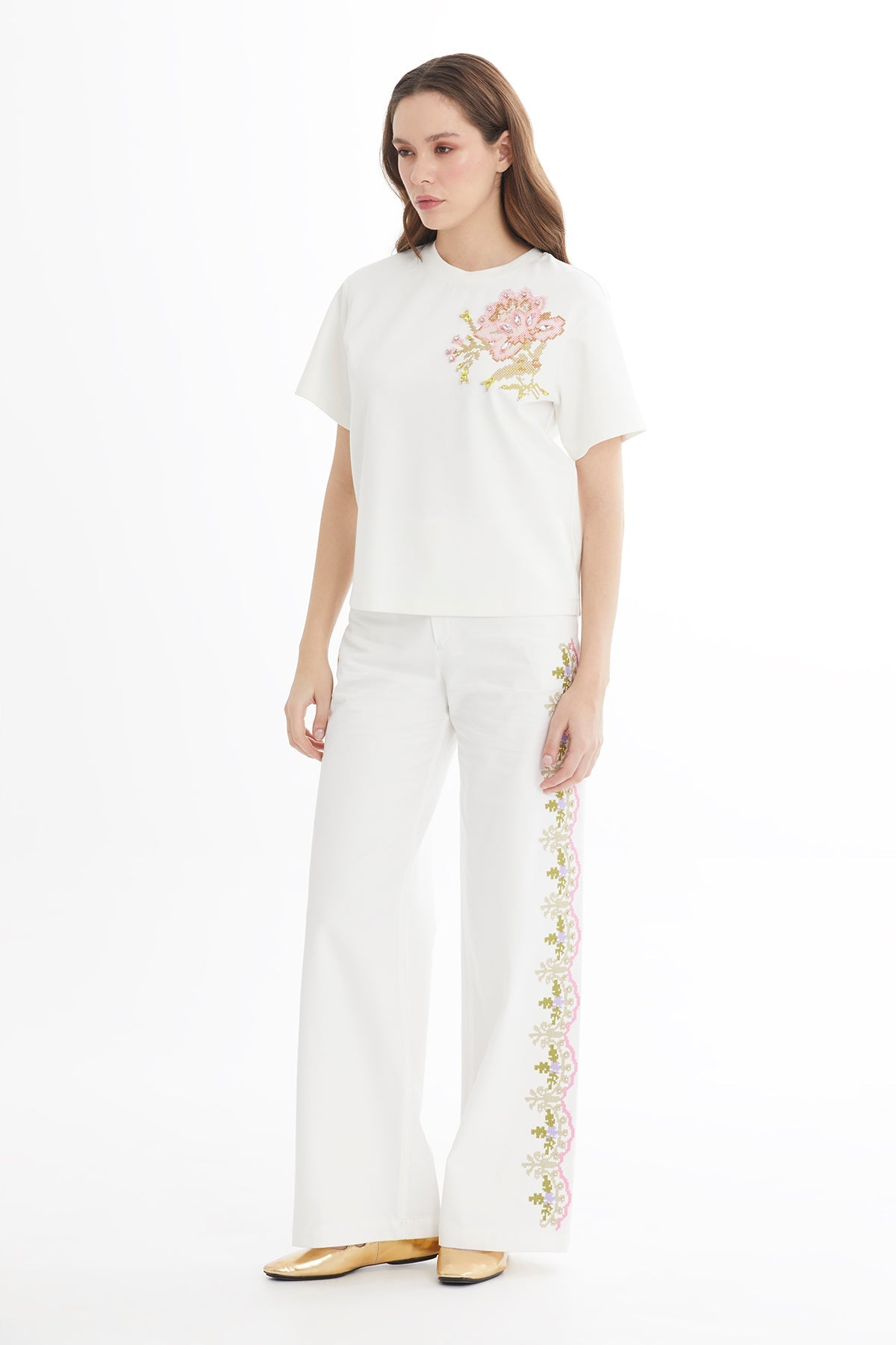 Ecru Canvas Embroidery T-Shirt