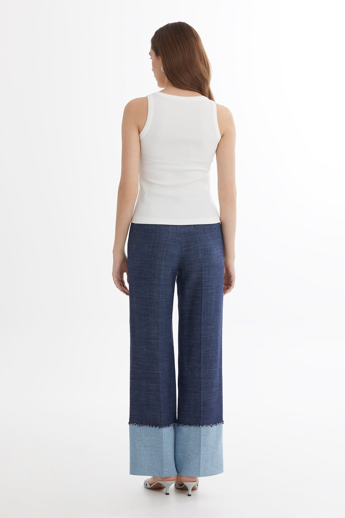 Ecru Embroidered Detail Tank Top