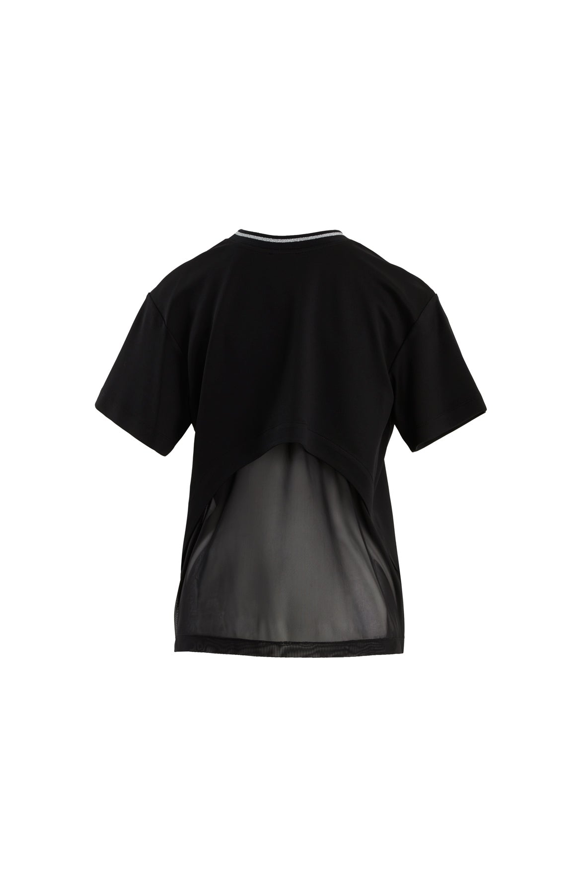 Black Tulle Detail T-Shirt