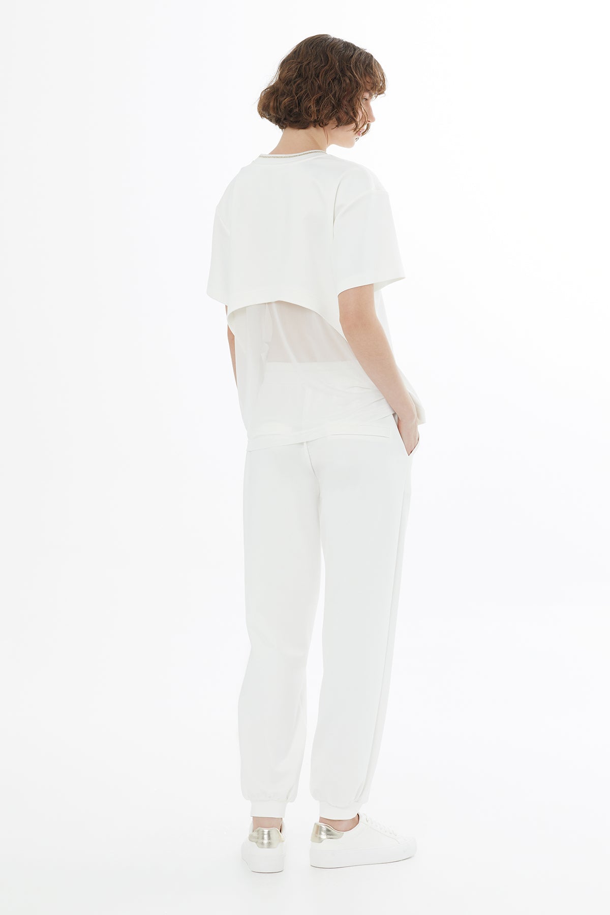 Ecru Tulle Detail T-Shirt