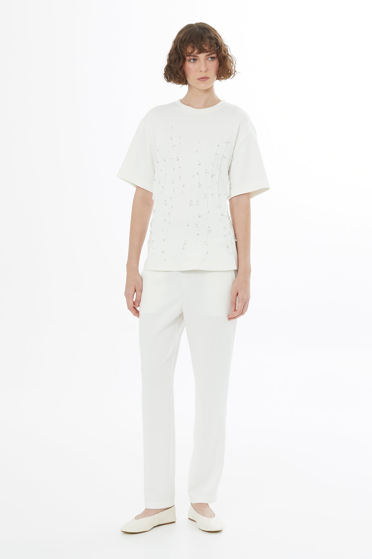 Ecru Embroidered Detail T-Shirt