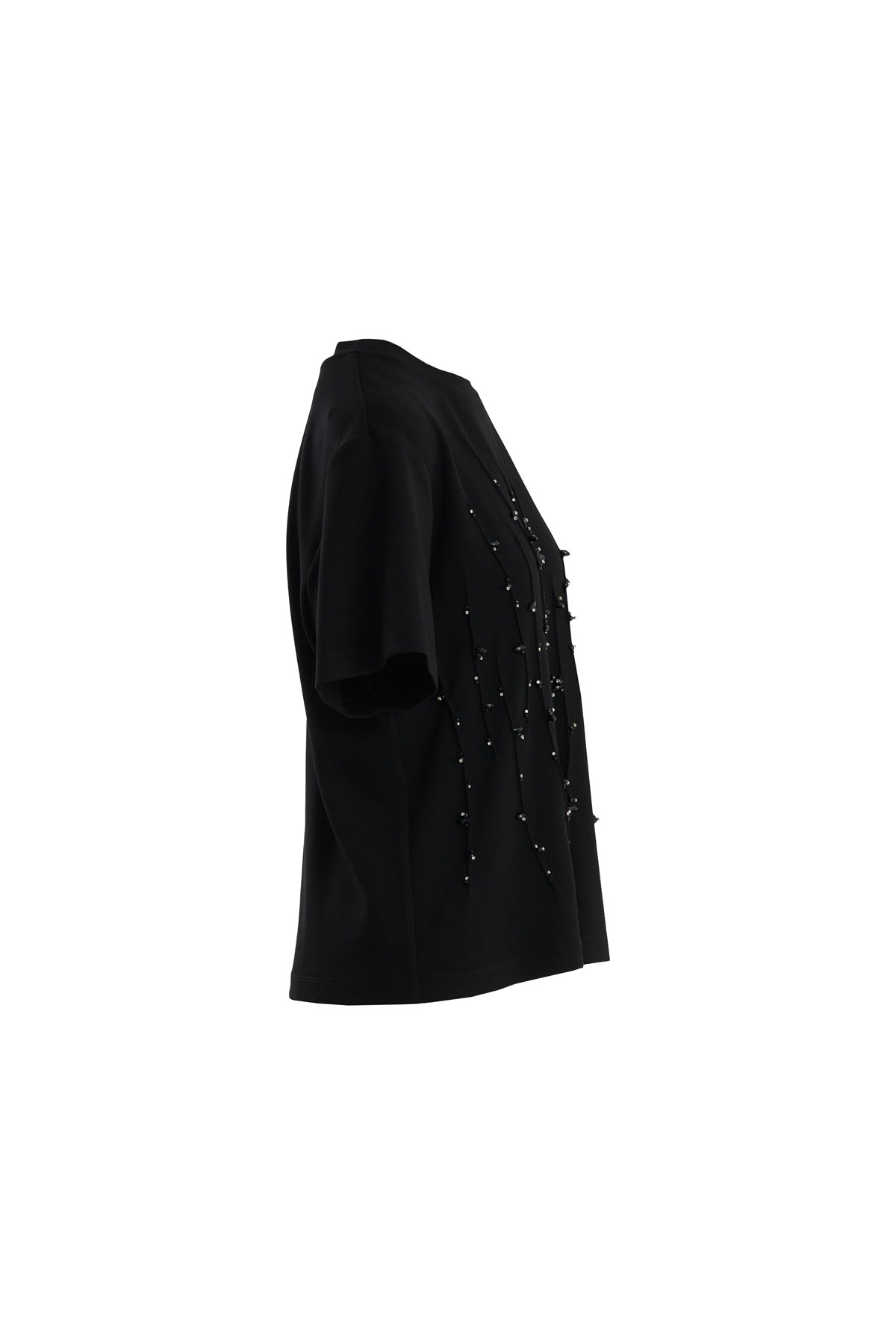 Black Embroidered Detail T-Shirt