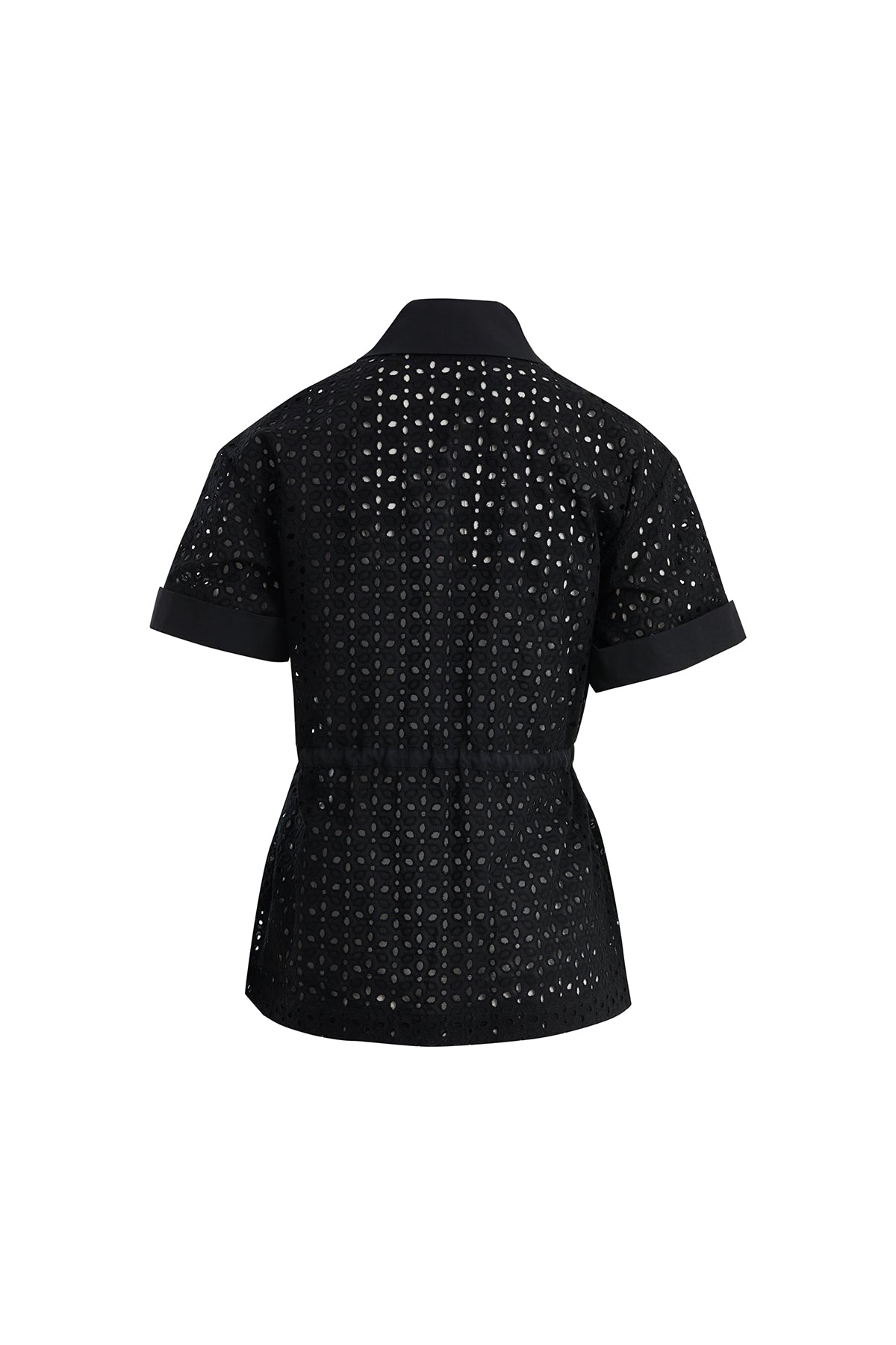 Black Elasticated Waist Short-Sleeve Shirt
