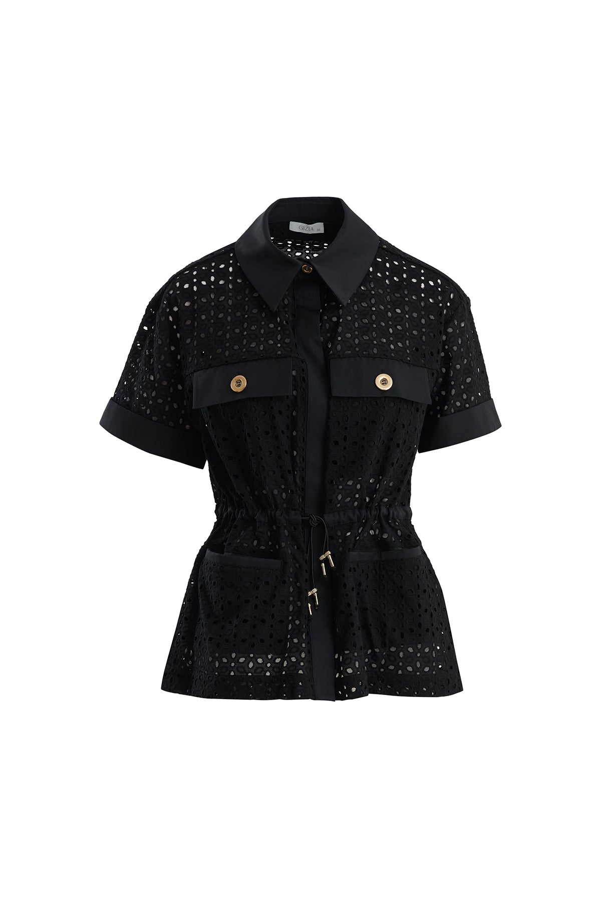 Black Elasticated Waist Short-Sleeve Shirt