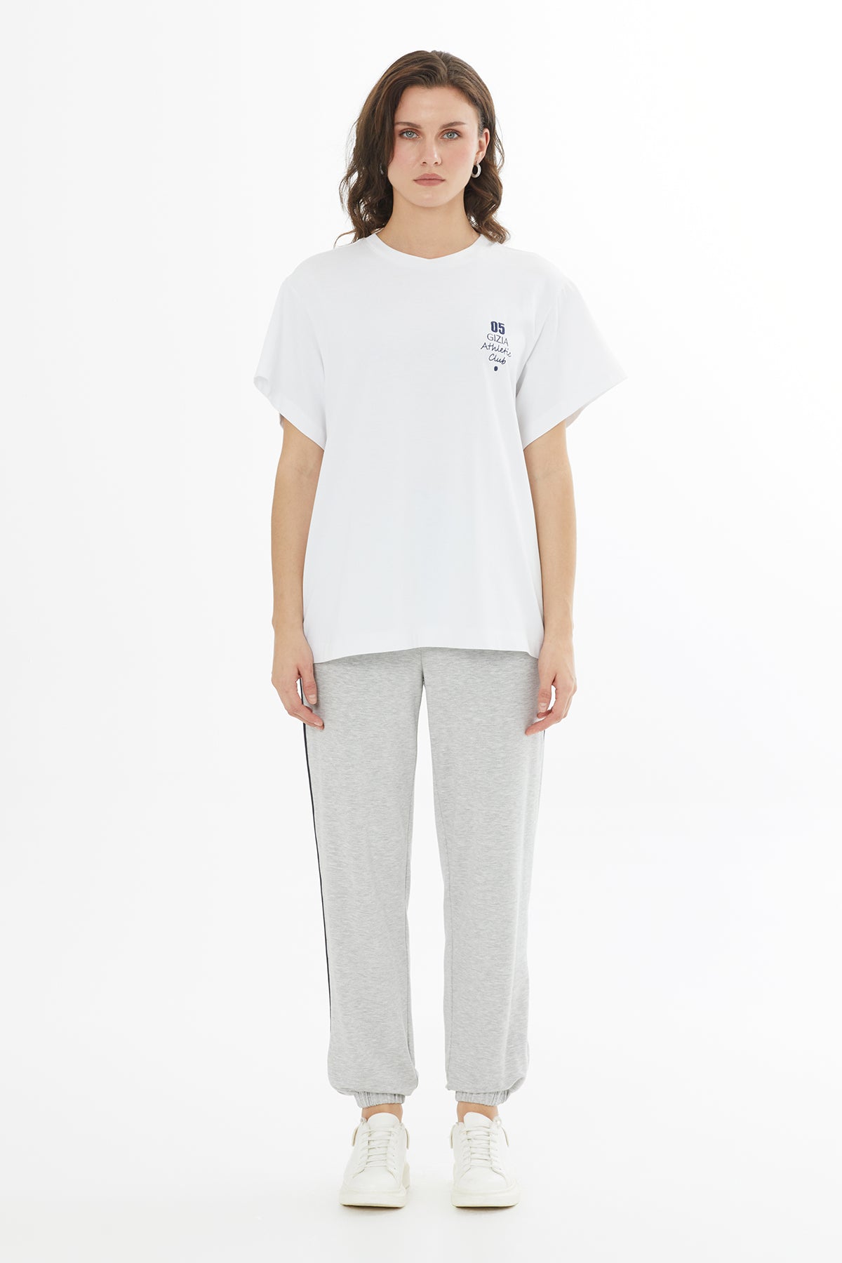 White Crystal Print Oversized T-Shirt